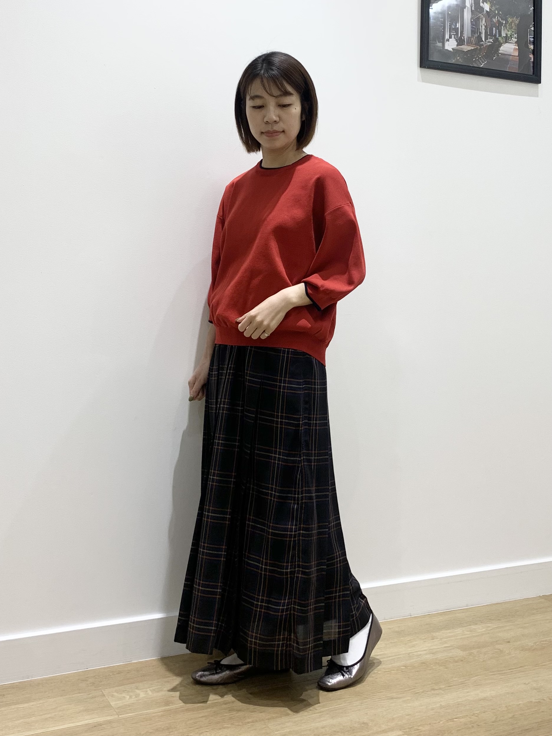 IMARIさんの「Dessin｜【高レビュー/UVカット/洗濯機OK】6分袖配色ニット」を使ったコーディネート