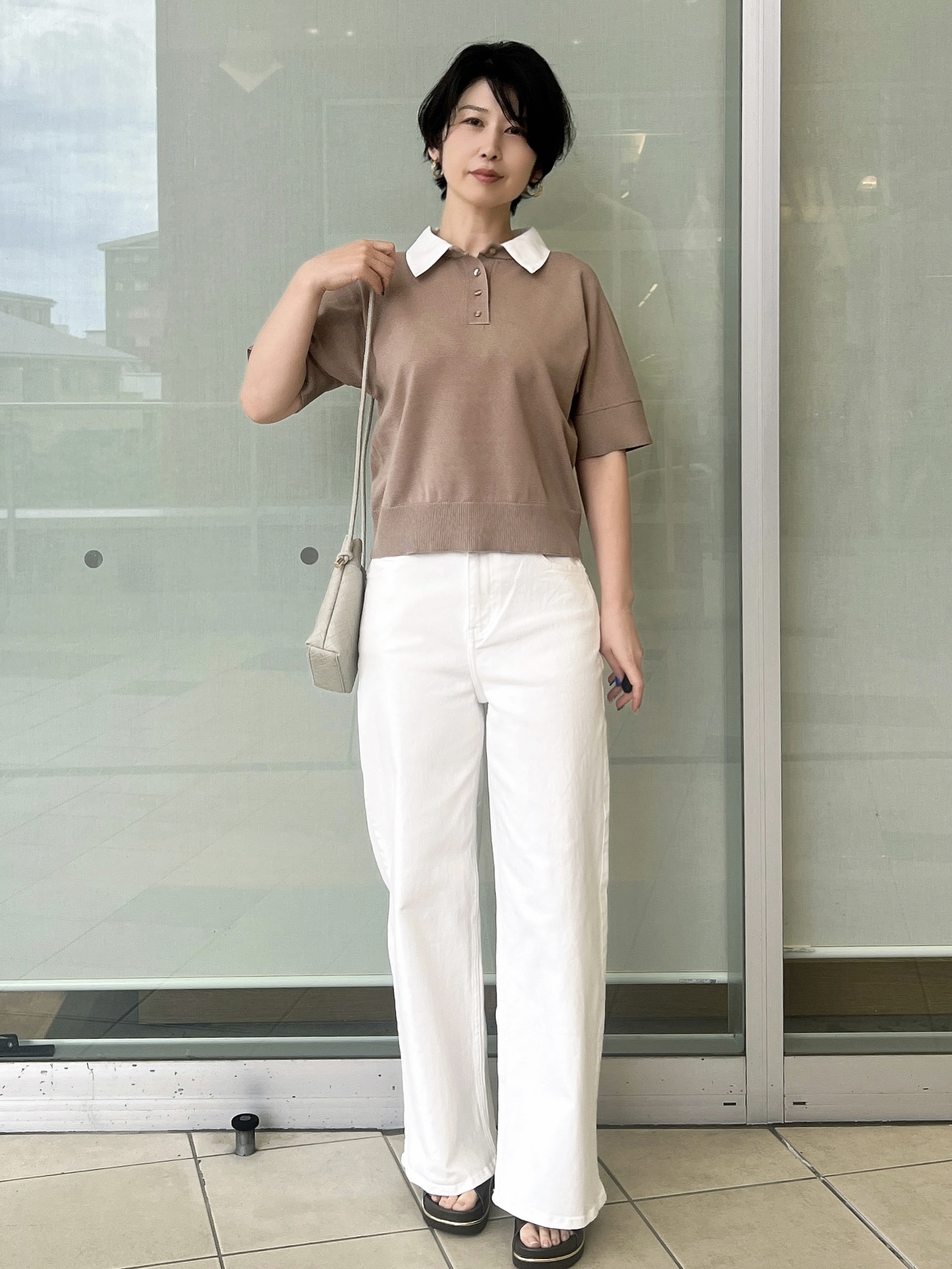 yo-koさんの「OPAQUE.CLIP｜【森絵梨佳さん着用】2WAY衿ドッキングニット《洗濯機OK》」を使ったコーディネート