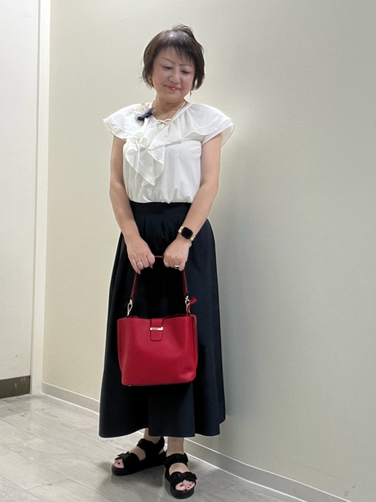 mariさんの「Reflect｜【マシンウォッシャブル】フリルブラウス」を使ったコーディネート
