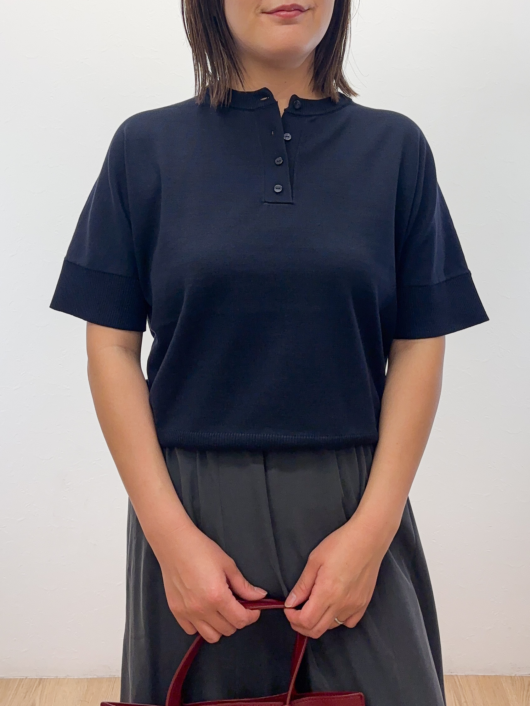 Takeさんの「OPAQUE.CLIP｜【森絵梨佳さん着用】2WAY衿ドッキングニット《洗濯機OK》」を使ったコーディネート