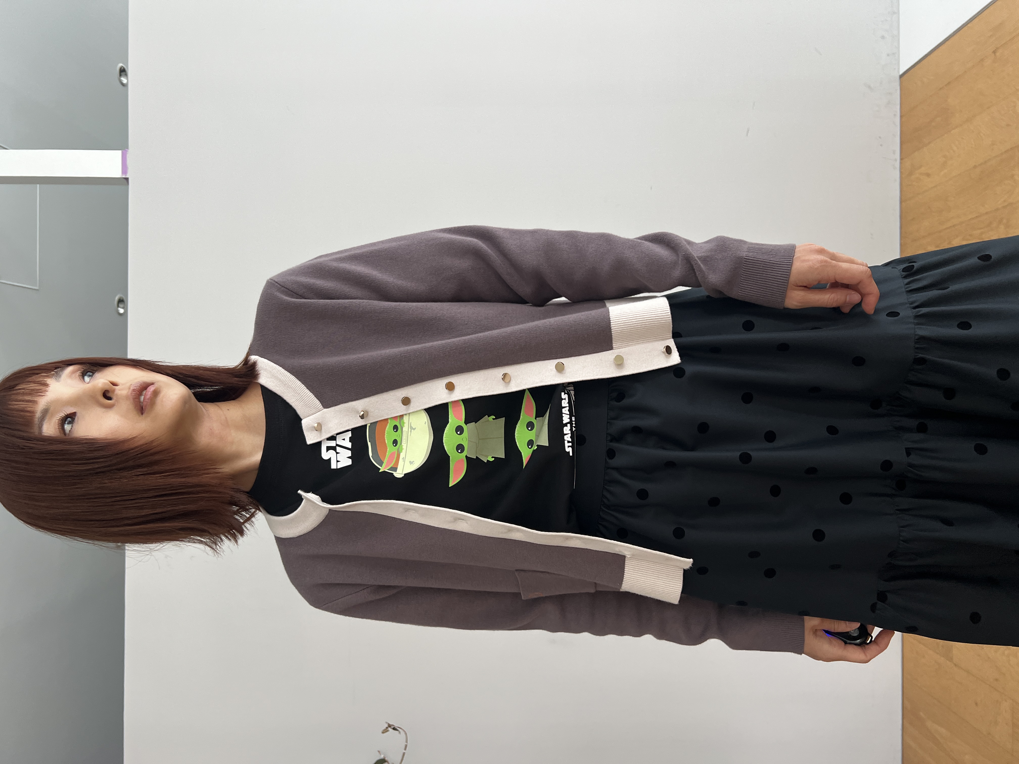 misaさんの「DRESSTERIOR｜【マシンウォッシャブル】コットンカシミヤバイカラーカーディガン」を使ったコーディネート