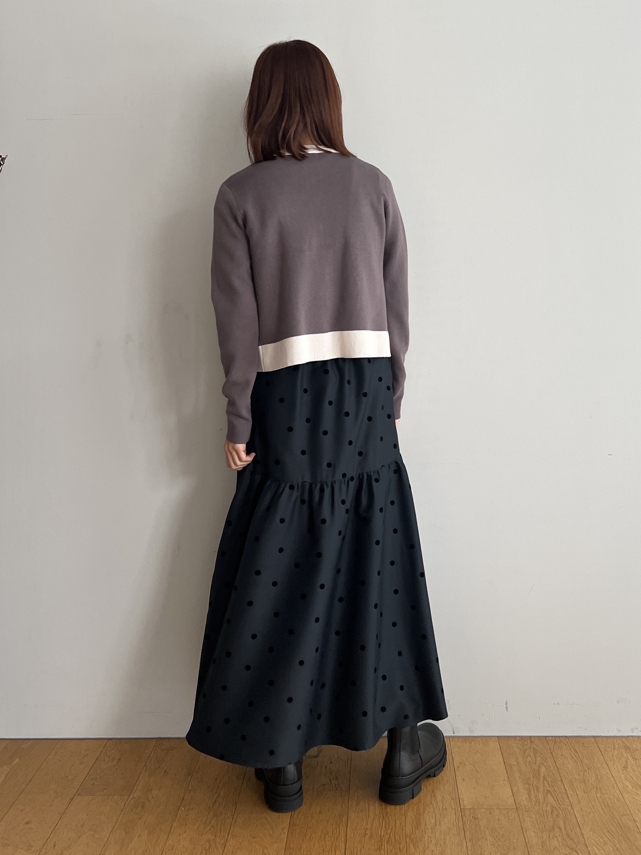 misaさんの「DRESSTERIOR｜【マシンウォッシャブル】コットンカシミヤバイカラーカーディガン」を使ったコーディネート