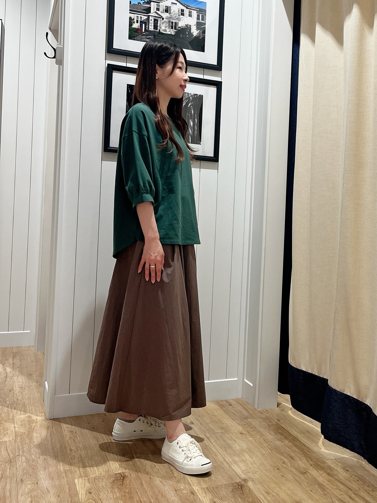 mihoさんの「Dessin｜バックヘンリーカットソー5分袖」を使ったコーディネート