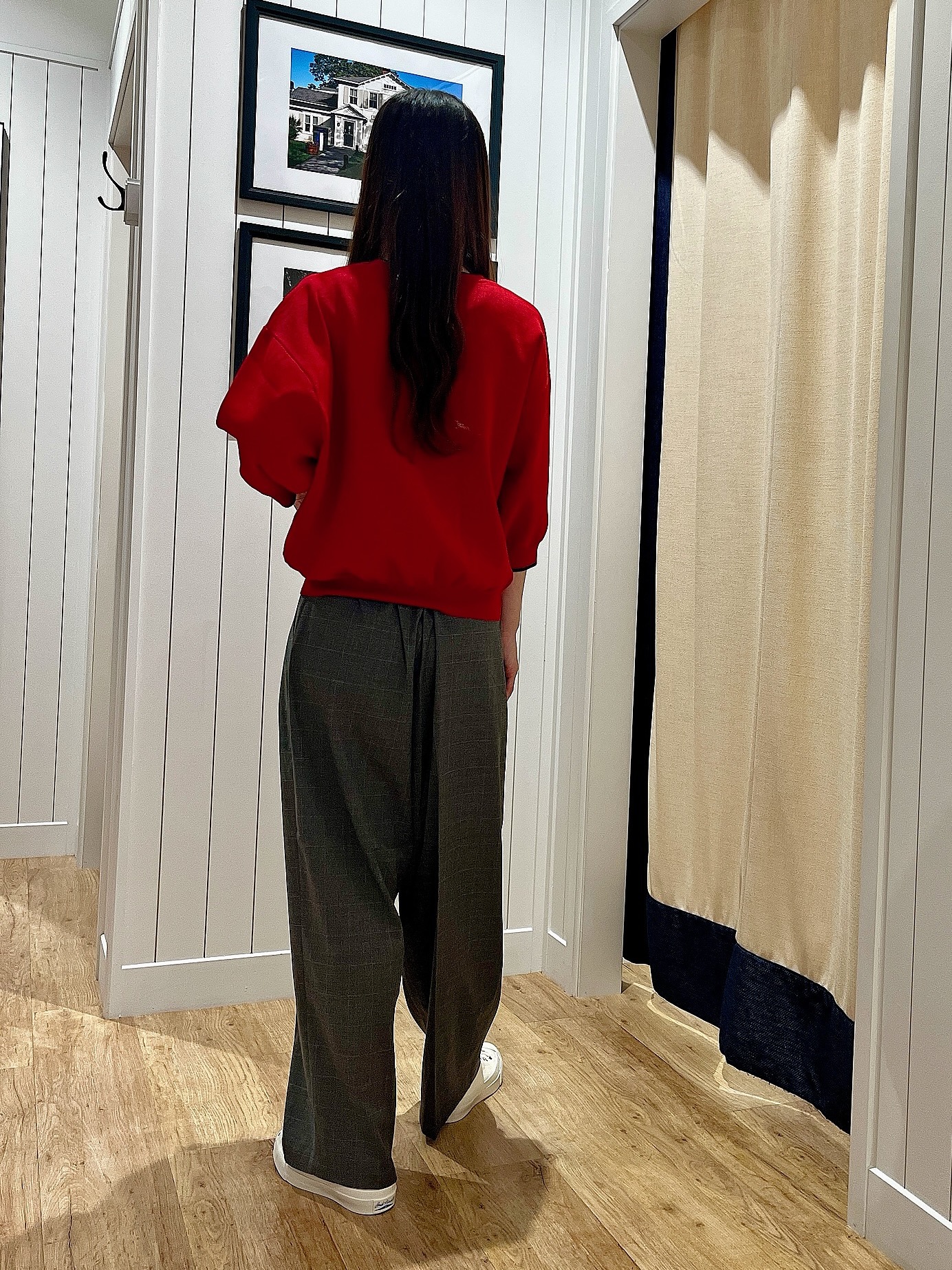 mihoさんの「Dessin｜【UVカット/洗濯機OK】6分袖配色ニット」を使ったコーディネート