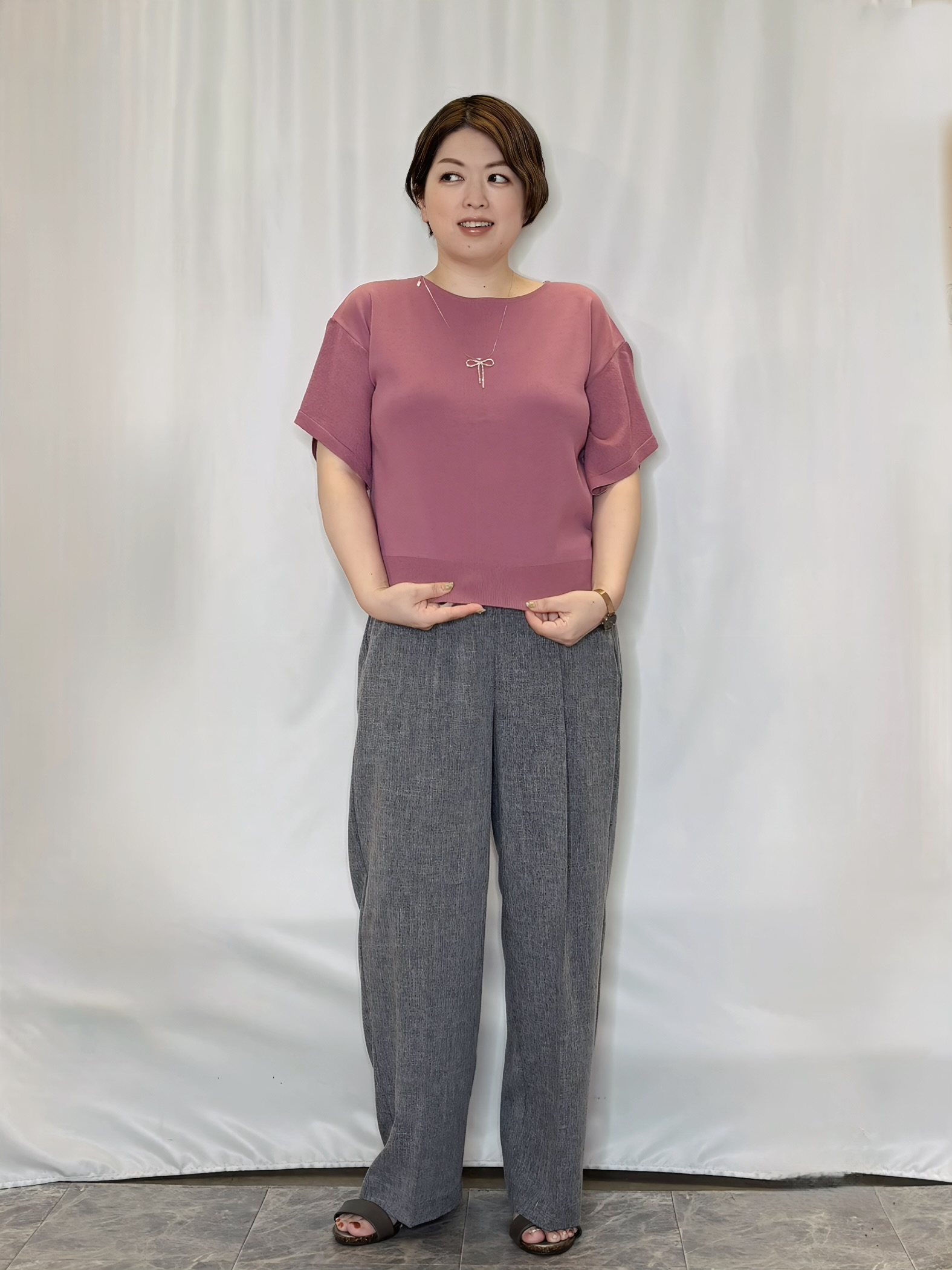 たみさんの「SHOO･LA･RUE｜【S-LL/洗濯機可】インせず着られる ひらり袖ニット」を使ったコーディネート