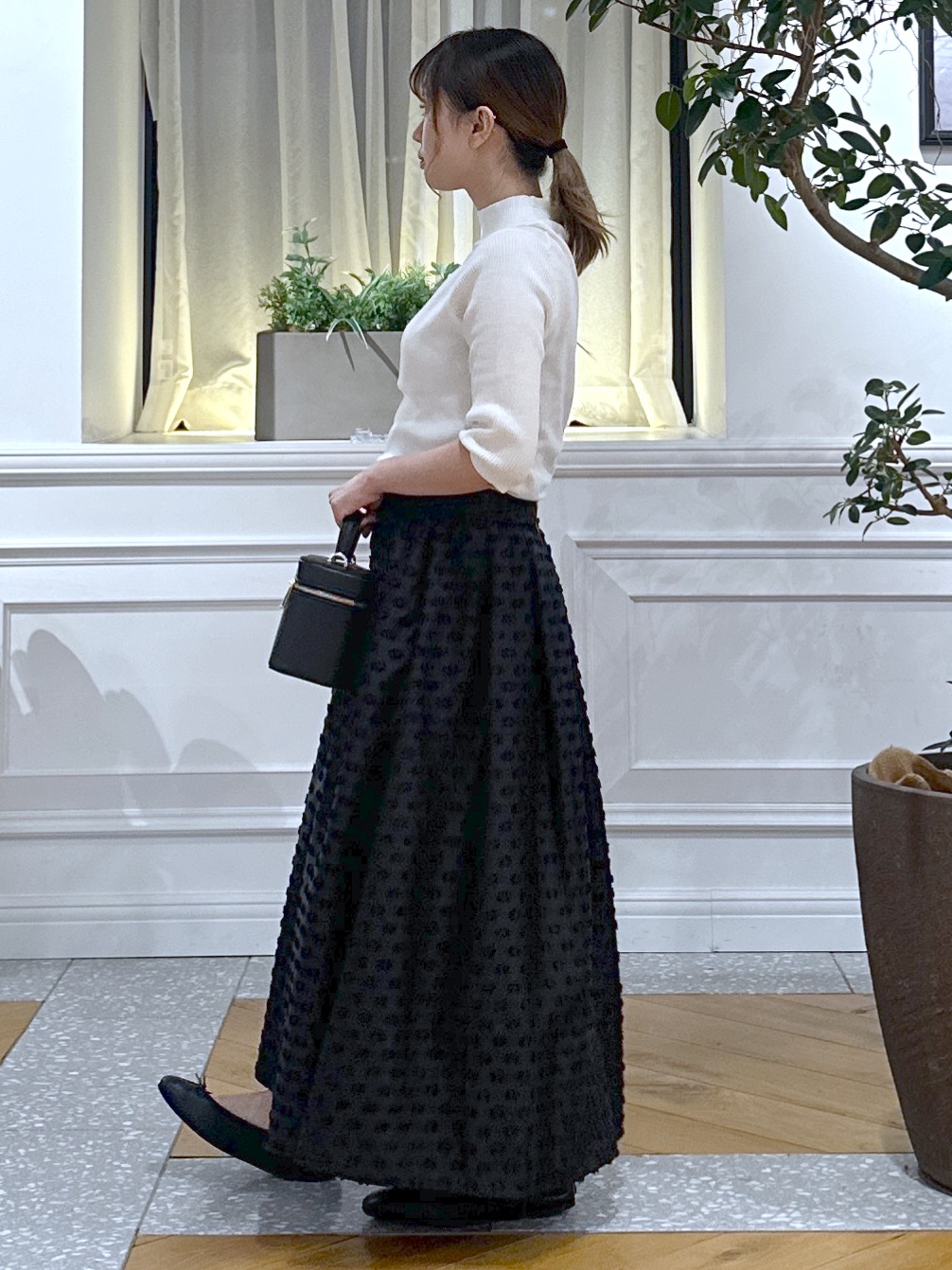 なべこさんの「DRESSTERIOR｜【接触冷感】クールタッチ ハーフスリーブニット」を使ったコーディネート