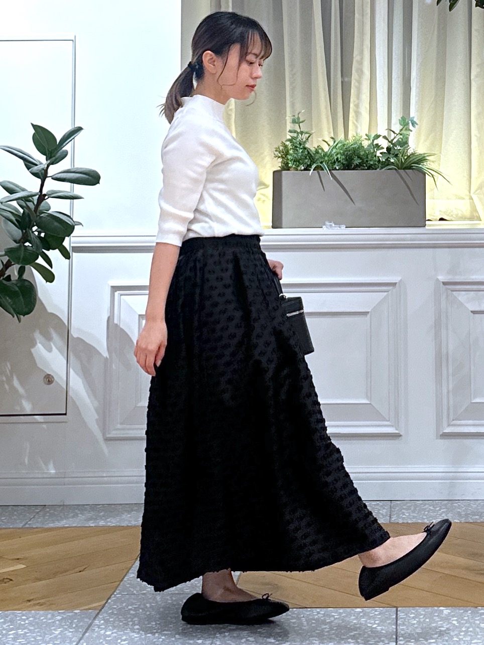 なべこさんの「DRESSTERIOR｜【接触冷感】クールタッチ ハーフスリーブニット」を使ったコーディネート