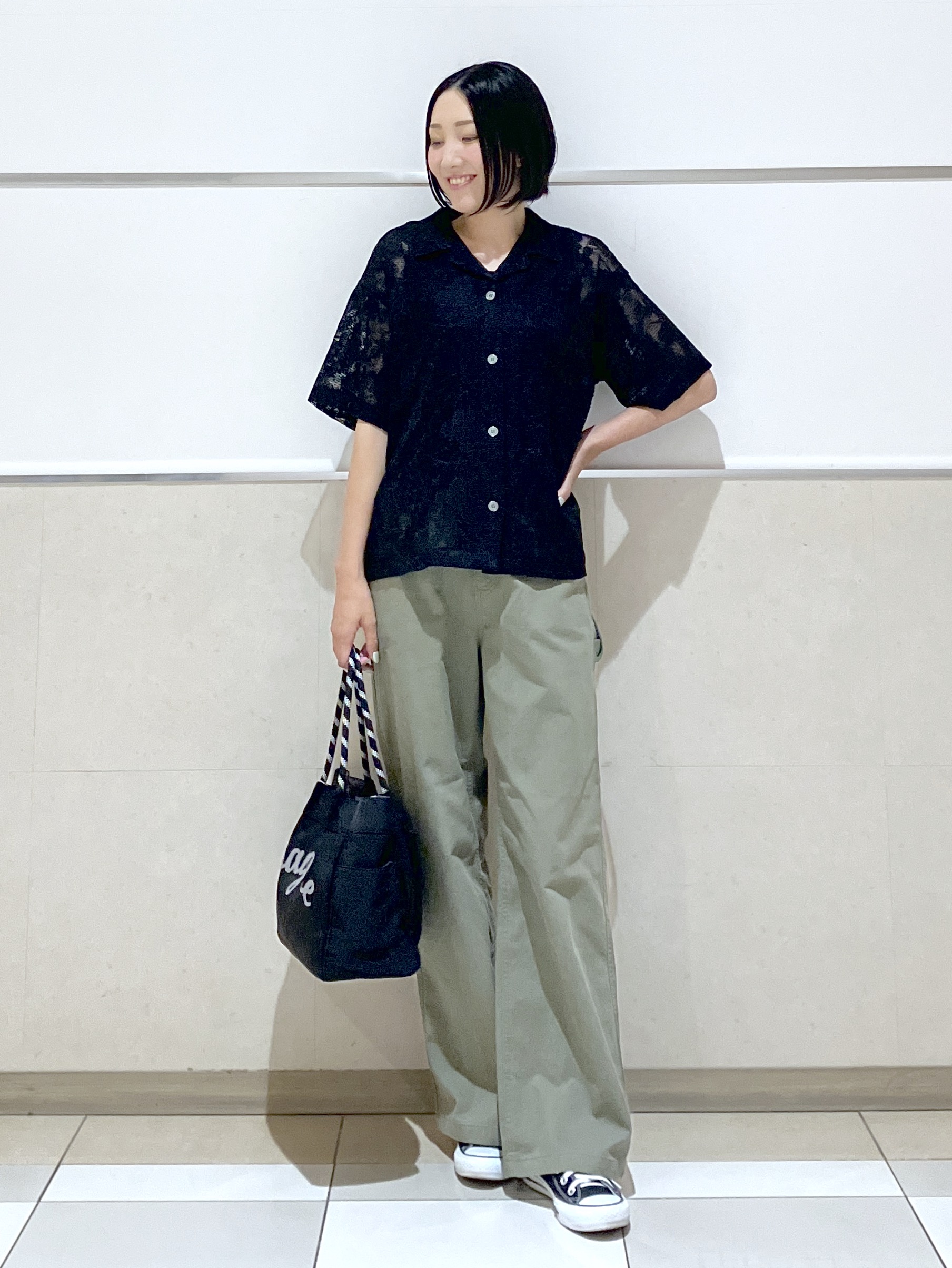 eriko さんの「Dessin｜カラミレース 開襟シャツ」を使ったコーディネート