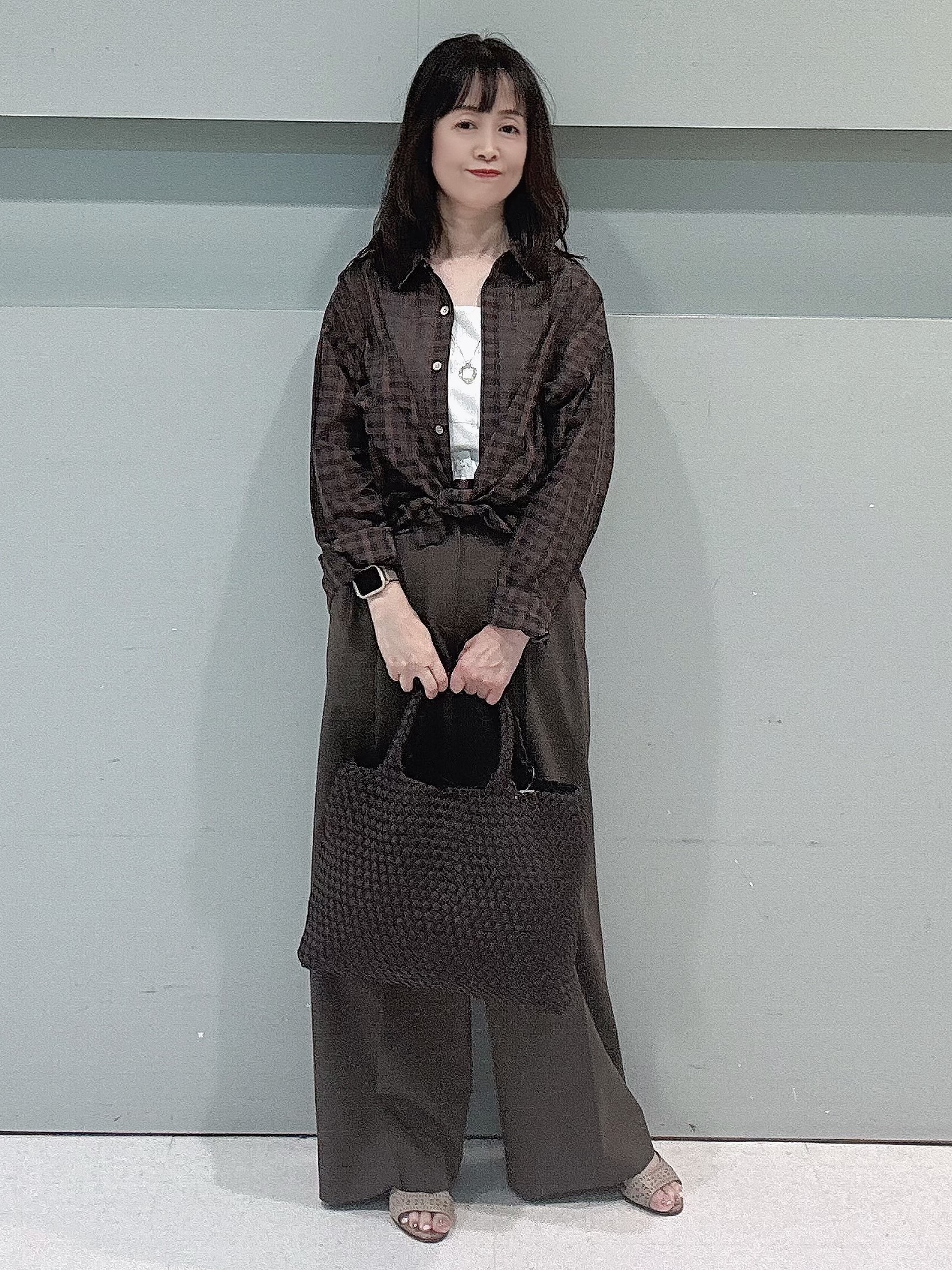 makiさんの「UNTITLED｜【秋映え/羽織り】シアーチェックシャツブラウス」を使ったコーディネート