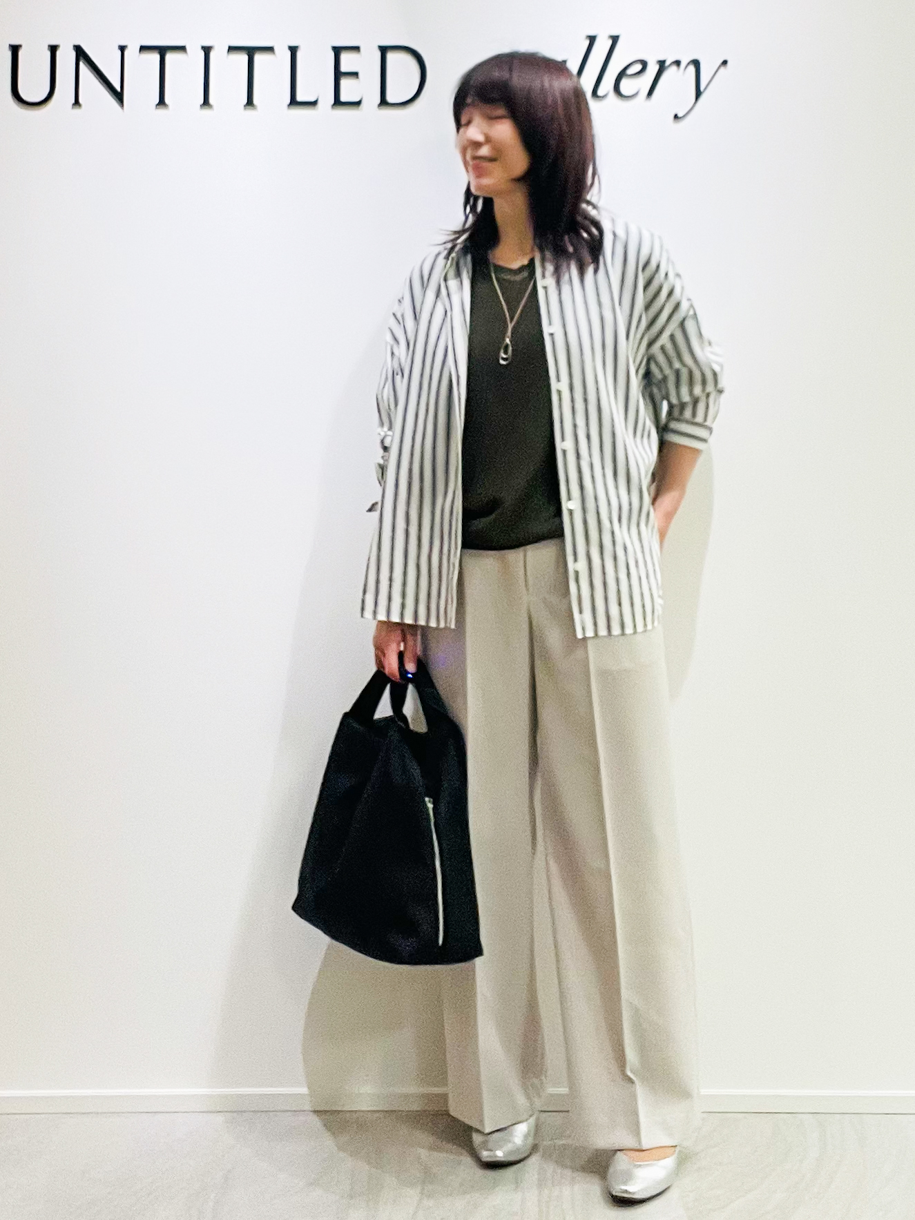 めいさんの「UNTITLED｜ストライプシャツ」を使ったコーディネート