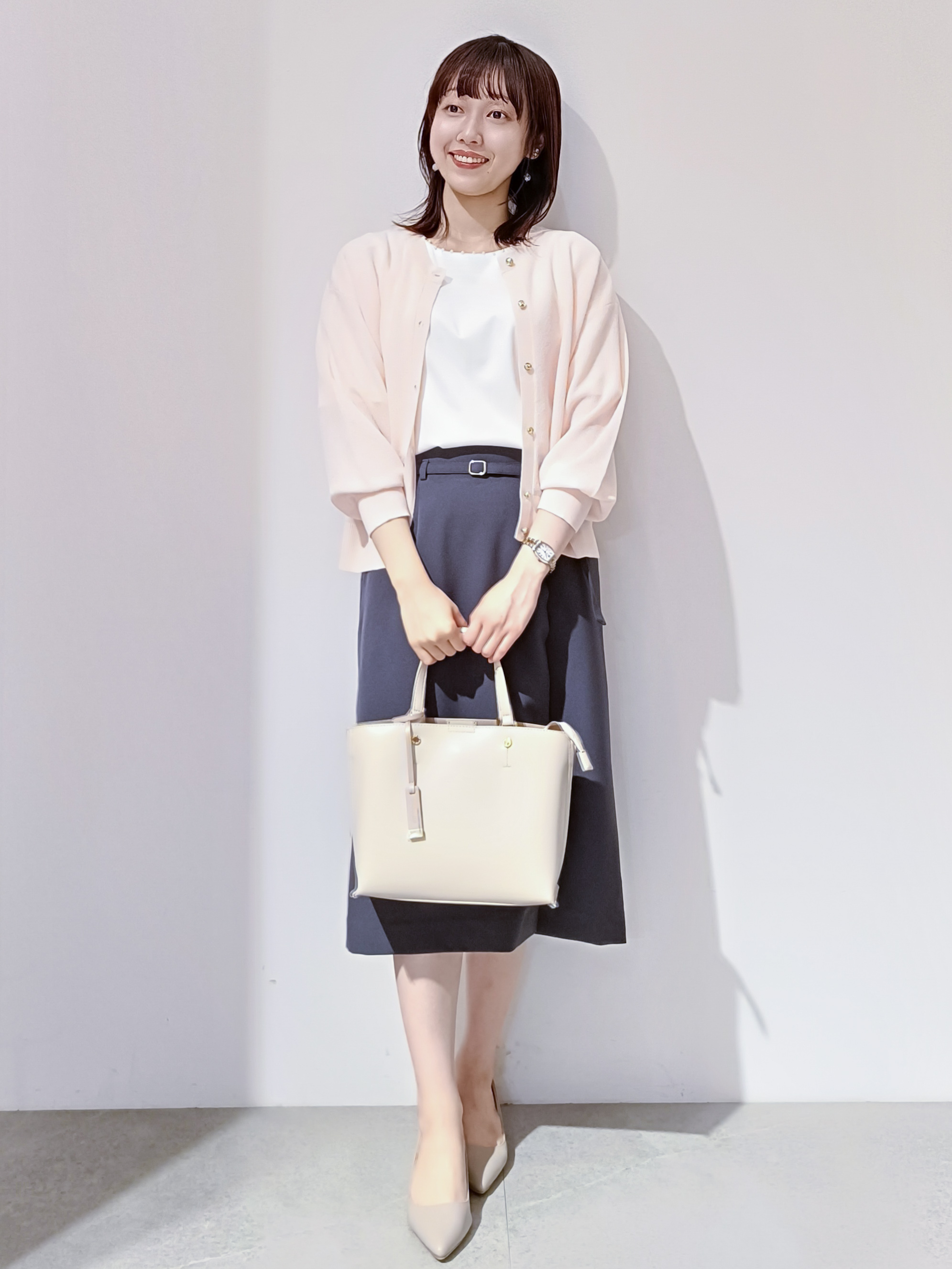 のんさんの「OPAQUE.CLIP｜【８色展開】柄アソートシアーカーディガン《洗濯機OK》」を使ったコーディネート