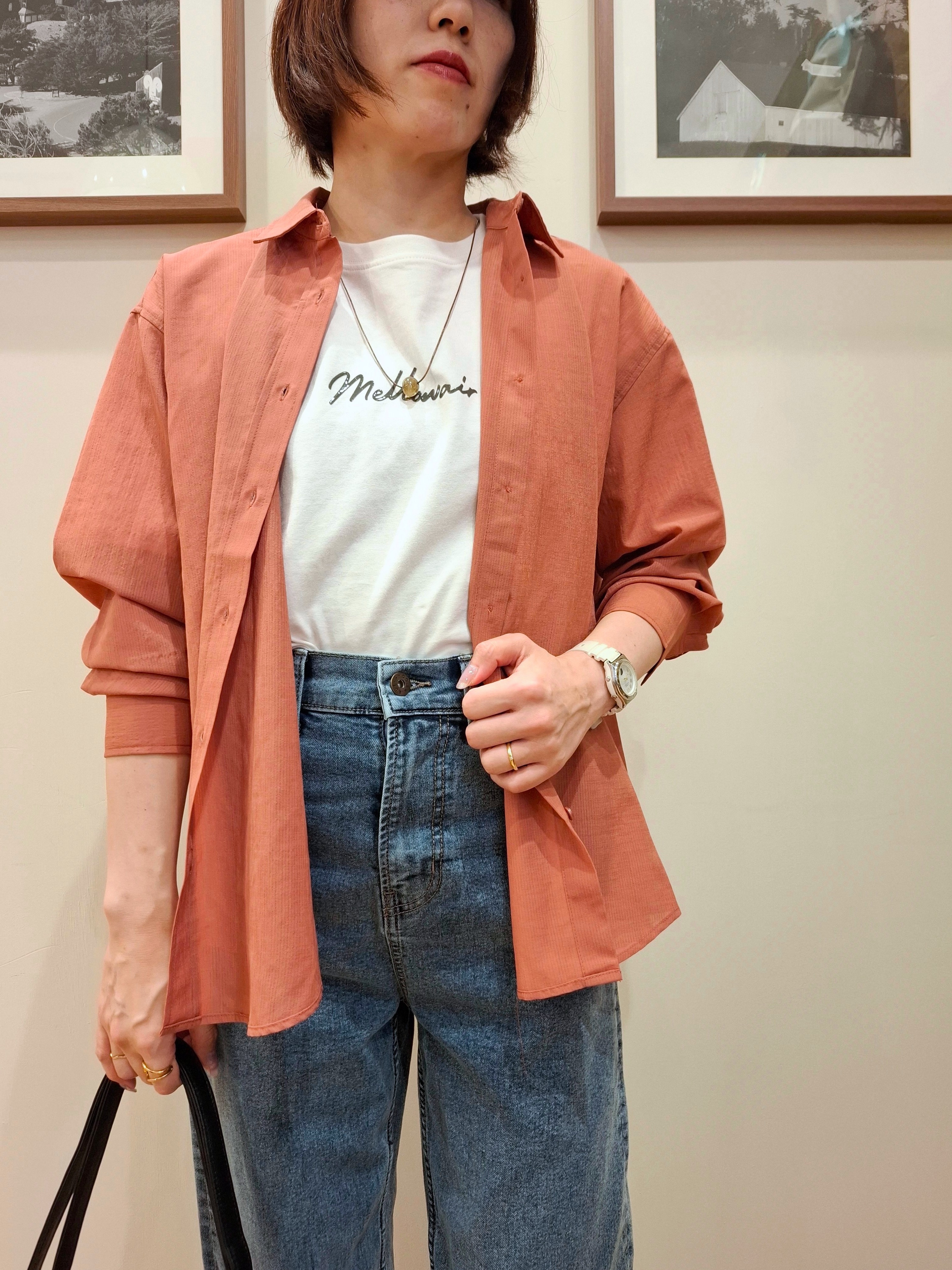 まあるさんの「SHOO･LA･RUE｜【通気性〇/S-LL/洗濯機可】羽織にも使いやすい きちんとベーシックシャツ」を使ったコーディネート