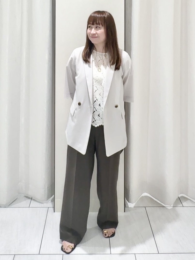 ʏᴜᴋɪᴋᴏさんの「UNTITLED｜【秋の通勤羽織/セットアップ可/UVカット】エアリークール半袖ジャケット」を使ったコーディネート