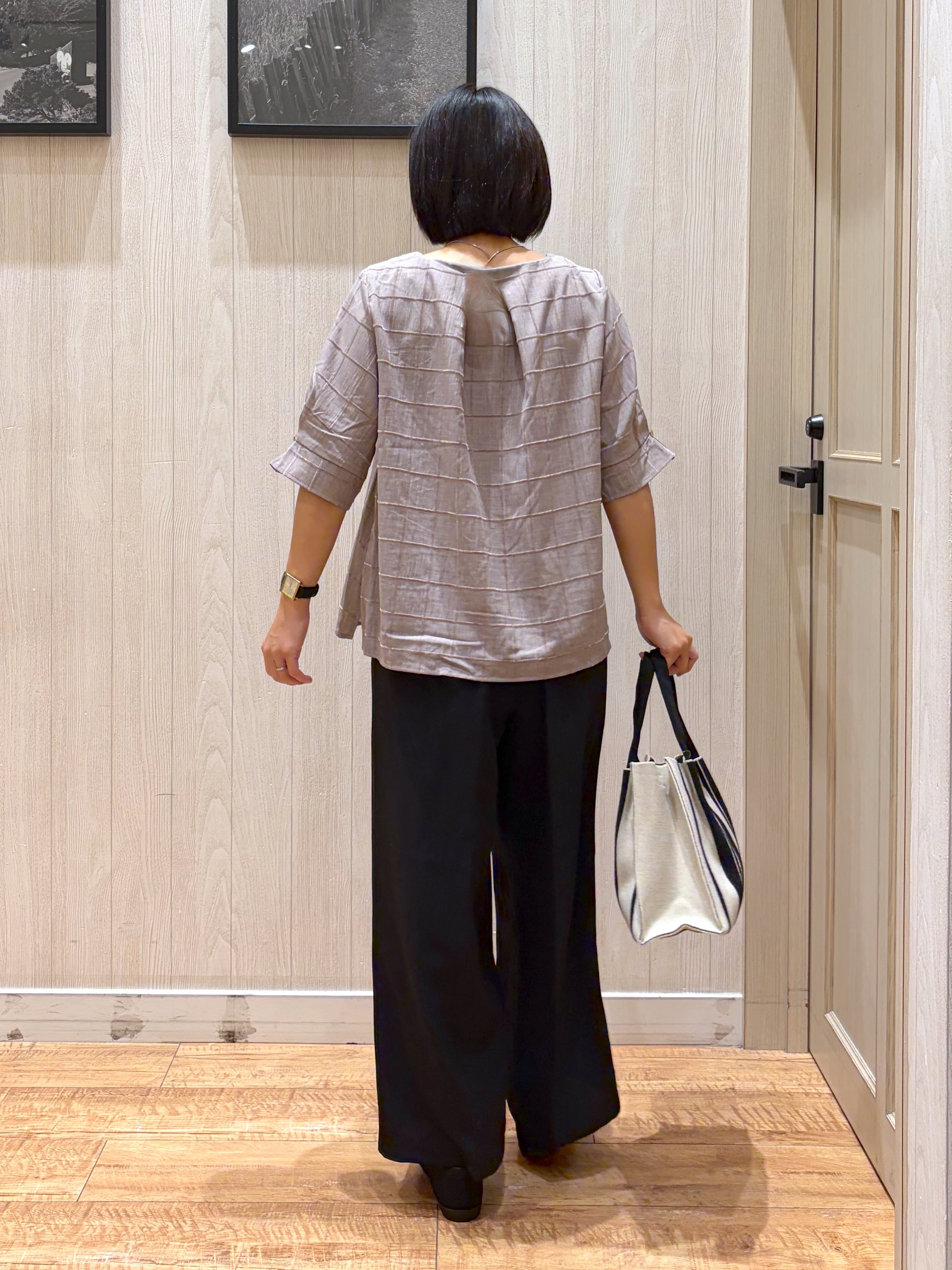 shirayuuuさんの「SHOO･LA･RUE｜【セットアップ可/S-LL】1枚で秋気分 モールチェックタックスリーブ ブラウス」を使ったコーディネート
