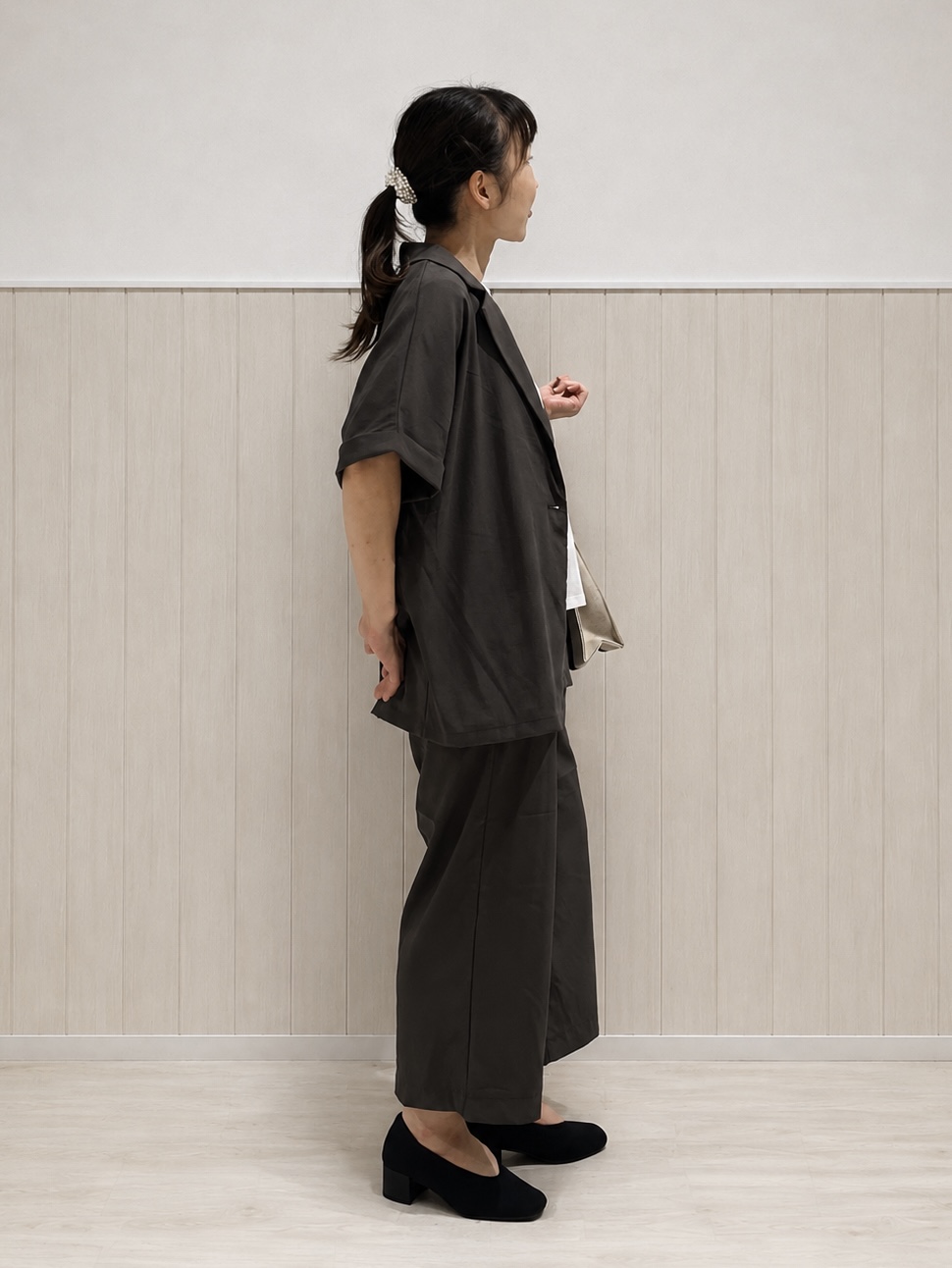 まつみさんの「SHOO･LA･RUE｜【高レビュー/洗濯機可/セットアップ可】軽凛(かろりん) 半袖ジャケット」を使ったコーディネート