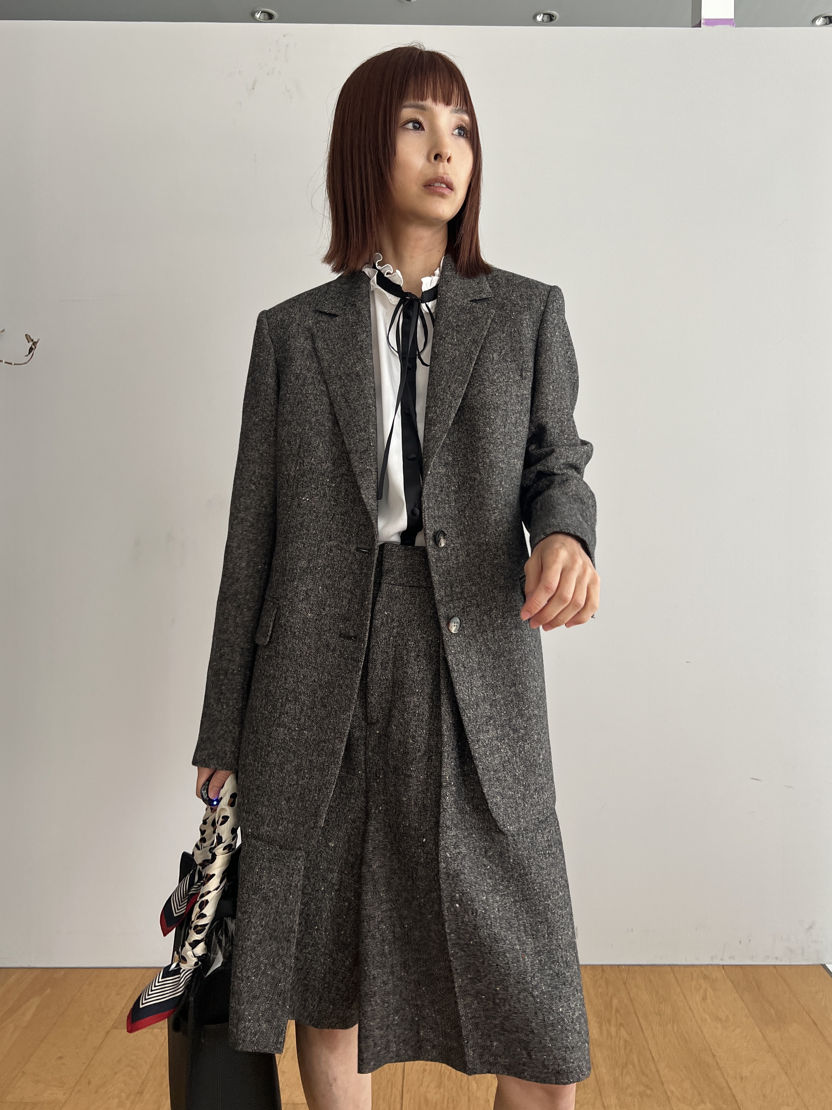 misaさんの「DRESSTERIOR｜【セットアップ可】ネップツイードバミューダパンツ」を使ったコーディネート