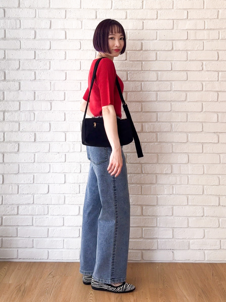 𝐜𝐡𝐢𝐤𝐚さんの「SHOO･LA･RUE｜【毛玉になりにくい/洗濯機可/S-LL】大人上品な 5分袖スクエアトップス」を使ったコーディネート