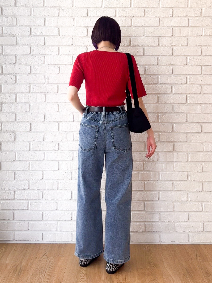 𝐜𝐡𝐢𝐤𝐚さんの「SHOO･LA･RUE｜【毛玉になりにくい/洗濯機可/S-LL】大人上品な 5分袖スクエアトップス」を使ったコーディネート