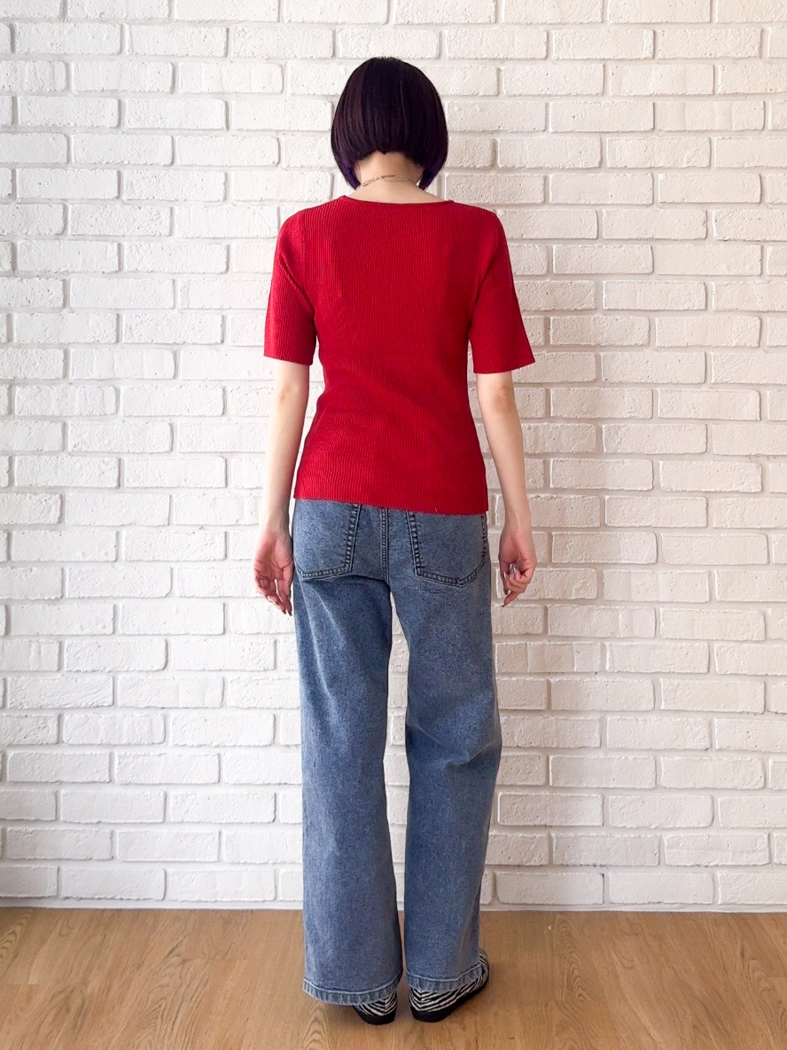 𝐜𝐡𝐢𝐤𝐚さんの「SHOO･LA･RUE｜【毛玉になりにくい/洗濯機可/S-LL】大人上品な 5分袖スクエアトップス」を使ったコーディネート