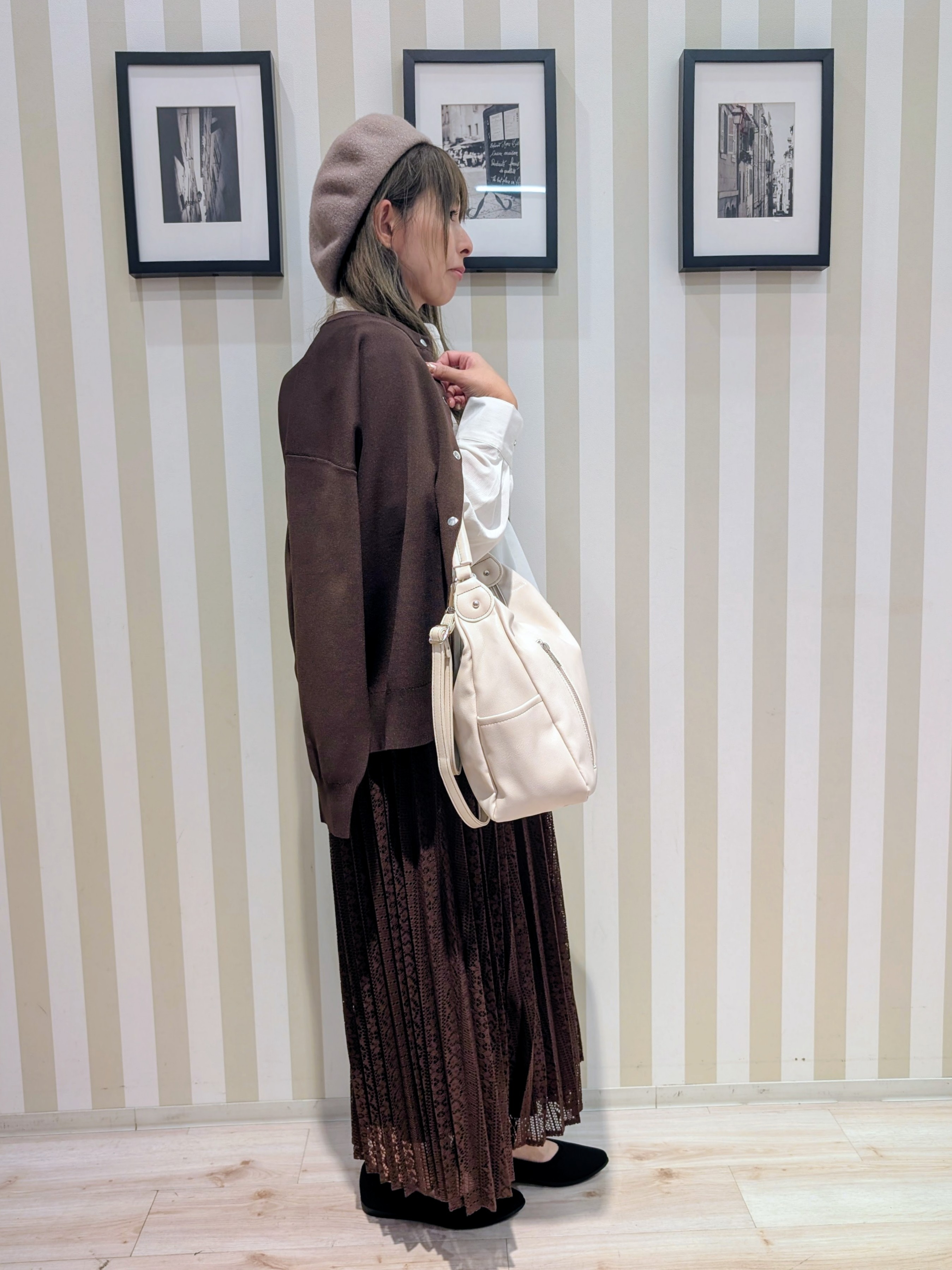 太田沙弥さんの「SHOO･LA･RUE｜【セットアップ可/洗濯機可】軽やかに羽織れる スポンディシュニットカーディガン」を使ったコーディネート