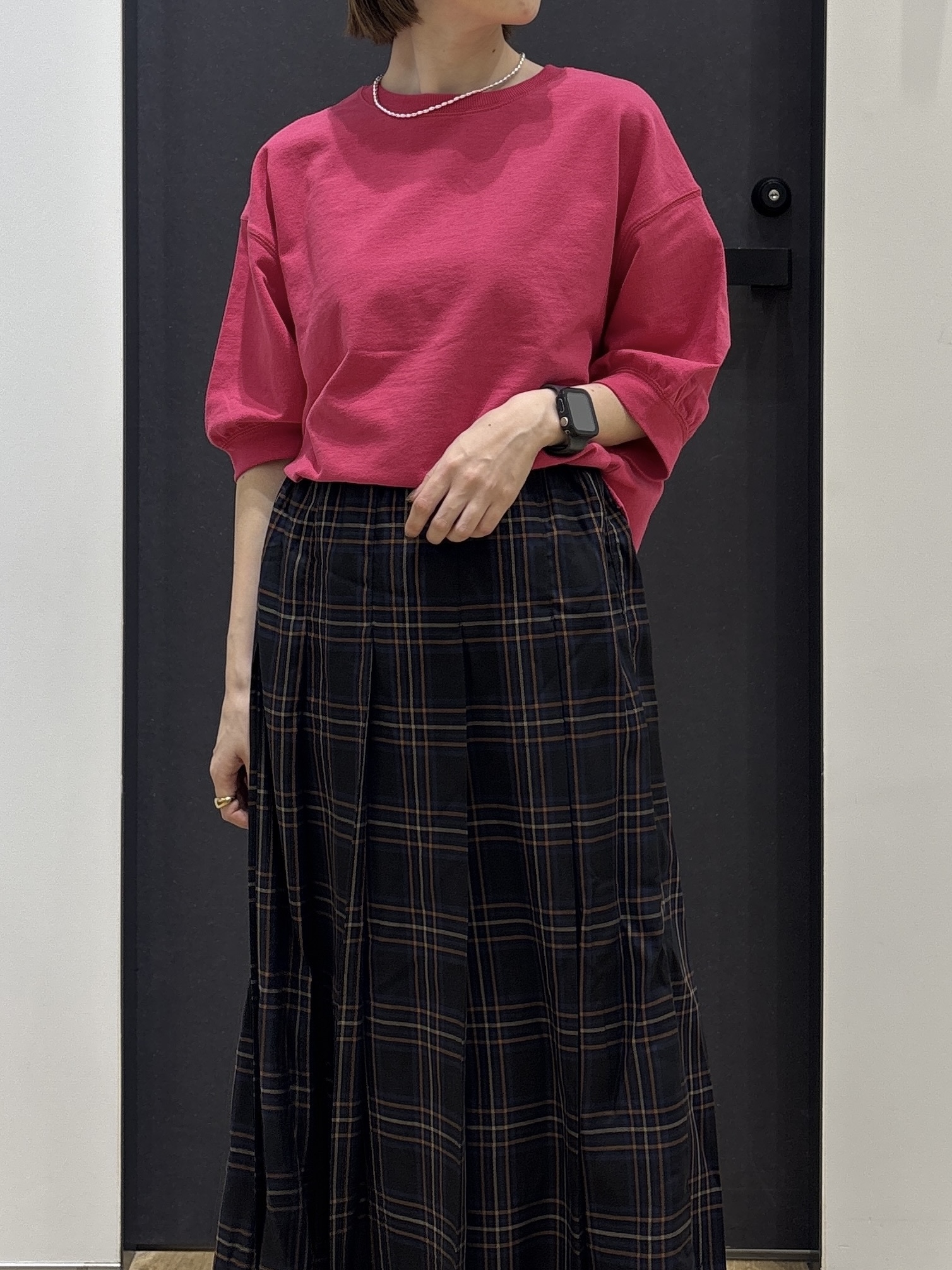 risaさんの「Dessin｜【高レビュー/洗える/XS-L】バックヘンリーミニ裏毛 5分袖」を使ったコーディネート