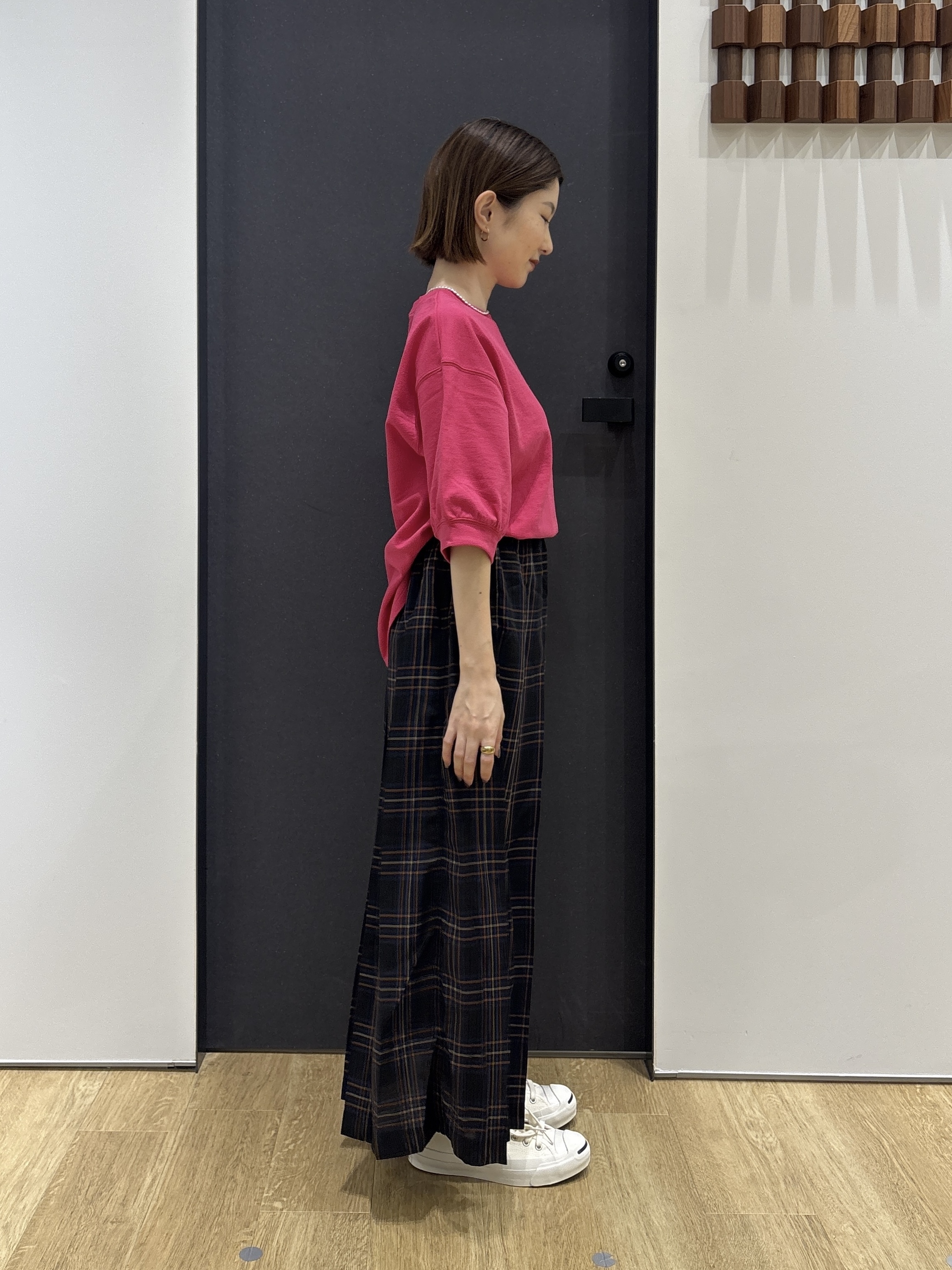 risaさんの「Dessin｜【高レビュー/洗える/XS-L】バックヘンリーミニ裏毛 5分袖」を使ったコーディネート