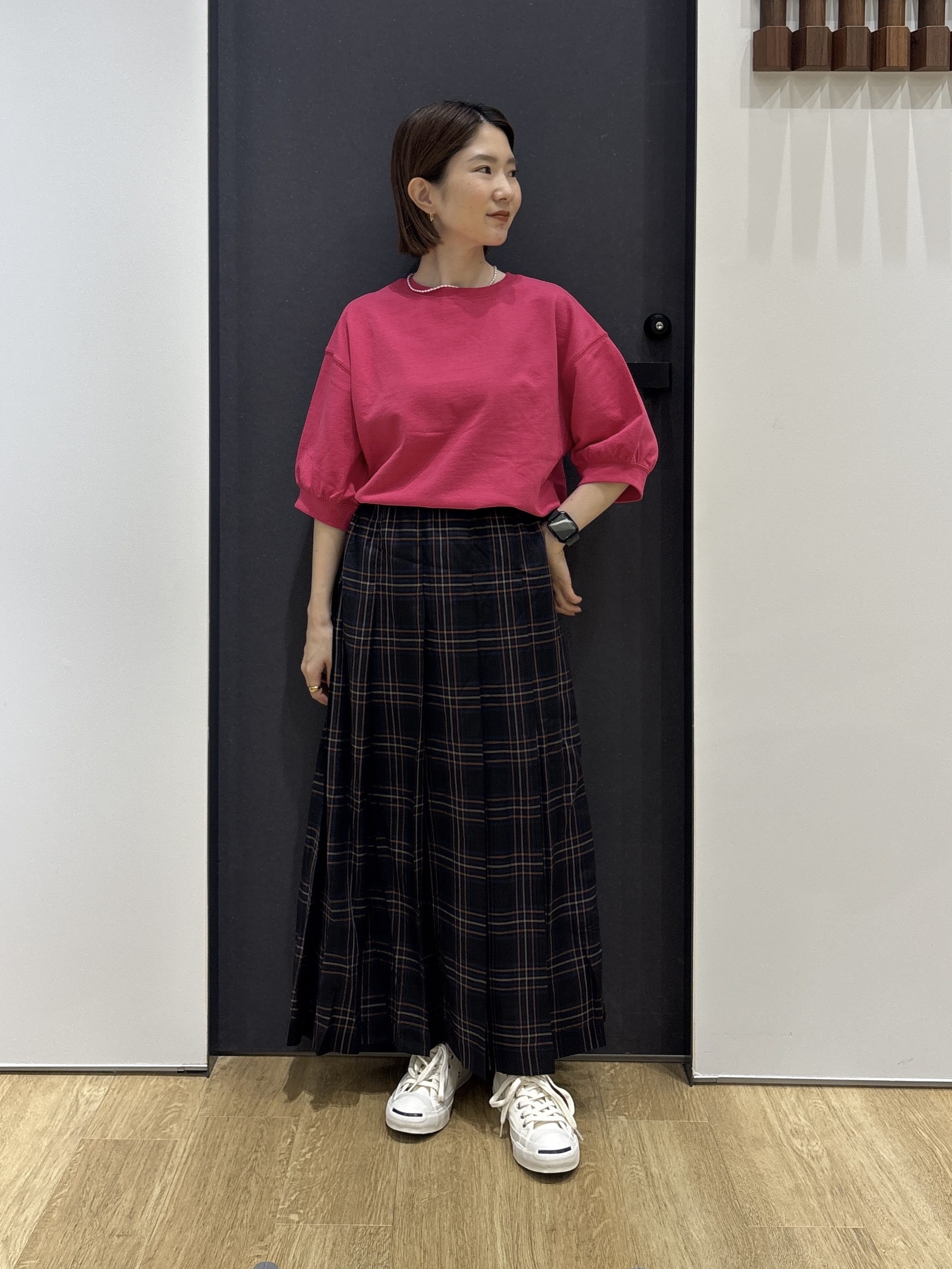 risaさんの「Dessin｜【高レビュー/洗える/XS-L】バックヘンリーミニ裏毛 5分袖」を使ったコーディネート