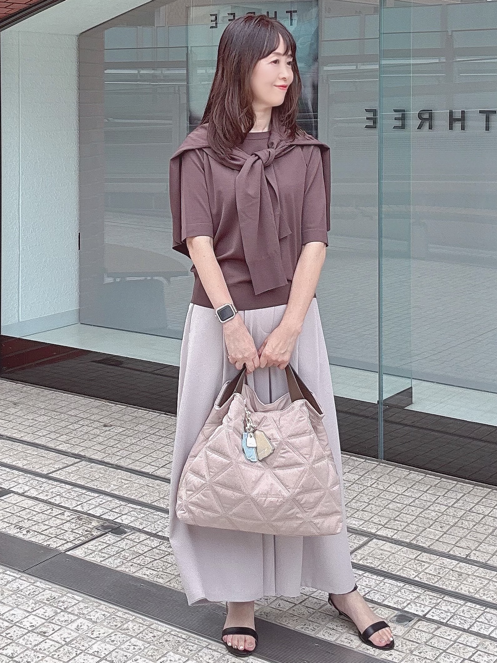 makiさんの「UNTITLED｜【アンサンブル可能/秋羽織り】コンパクトニットカーディガン」を使ったコーディネート