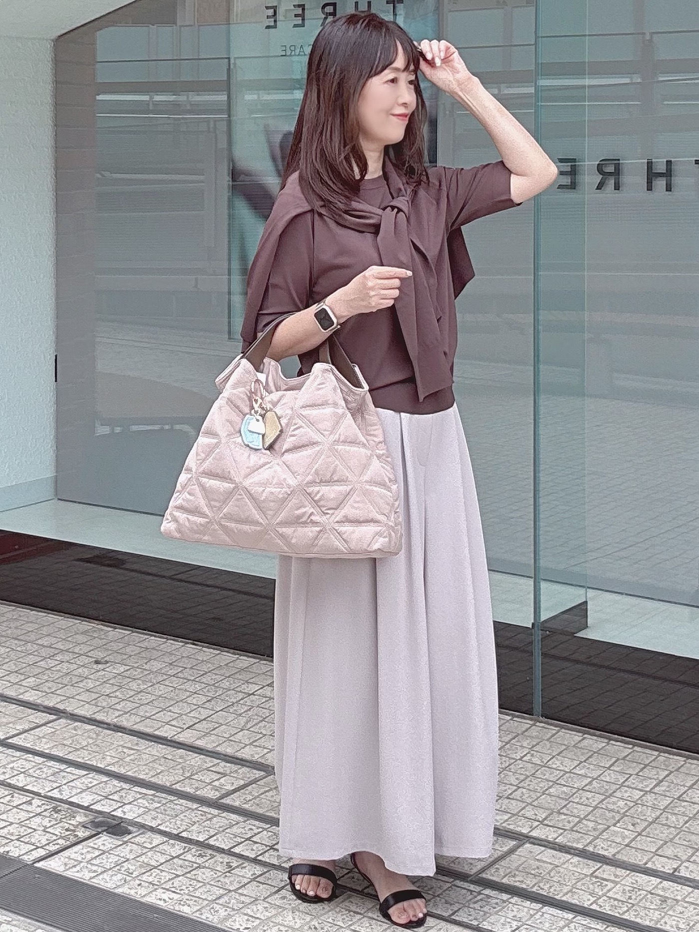 makiさんの「UNTITLED｜【アンサンブル可能/秋羽織り】コンパクトニットカーディガン」を使ったコーディネート