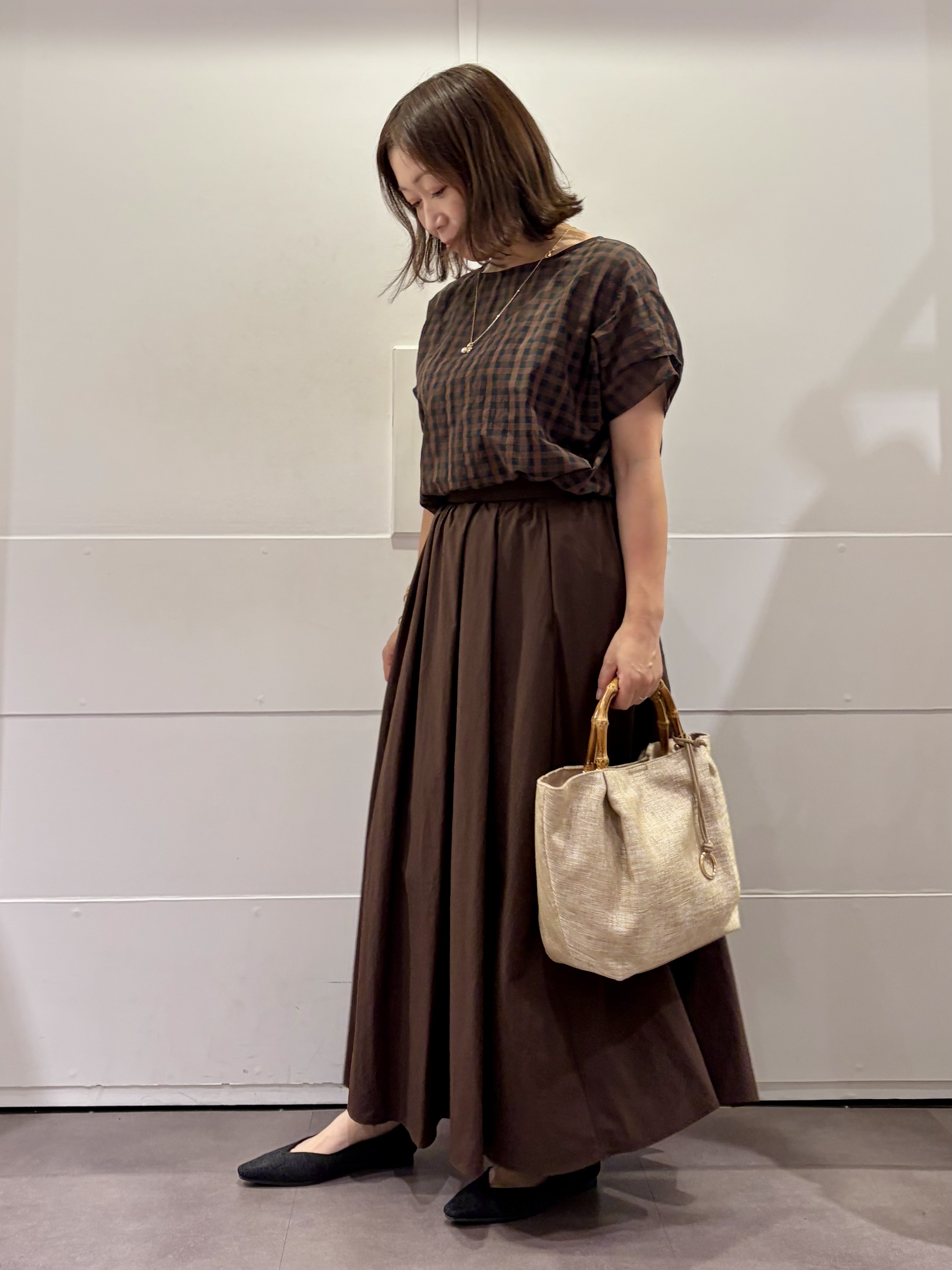 TOKOさんの「UNTITLED｜【秋めきシャツ/体型カバー】シアーチェックブラウス」を使ったコーディネート