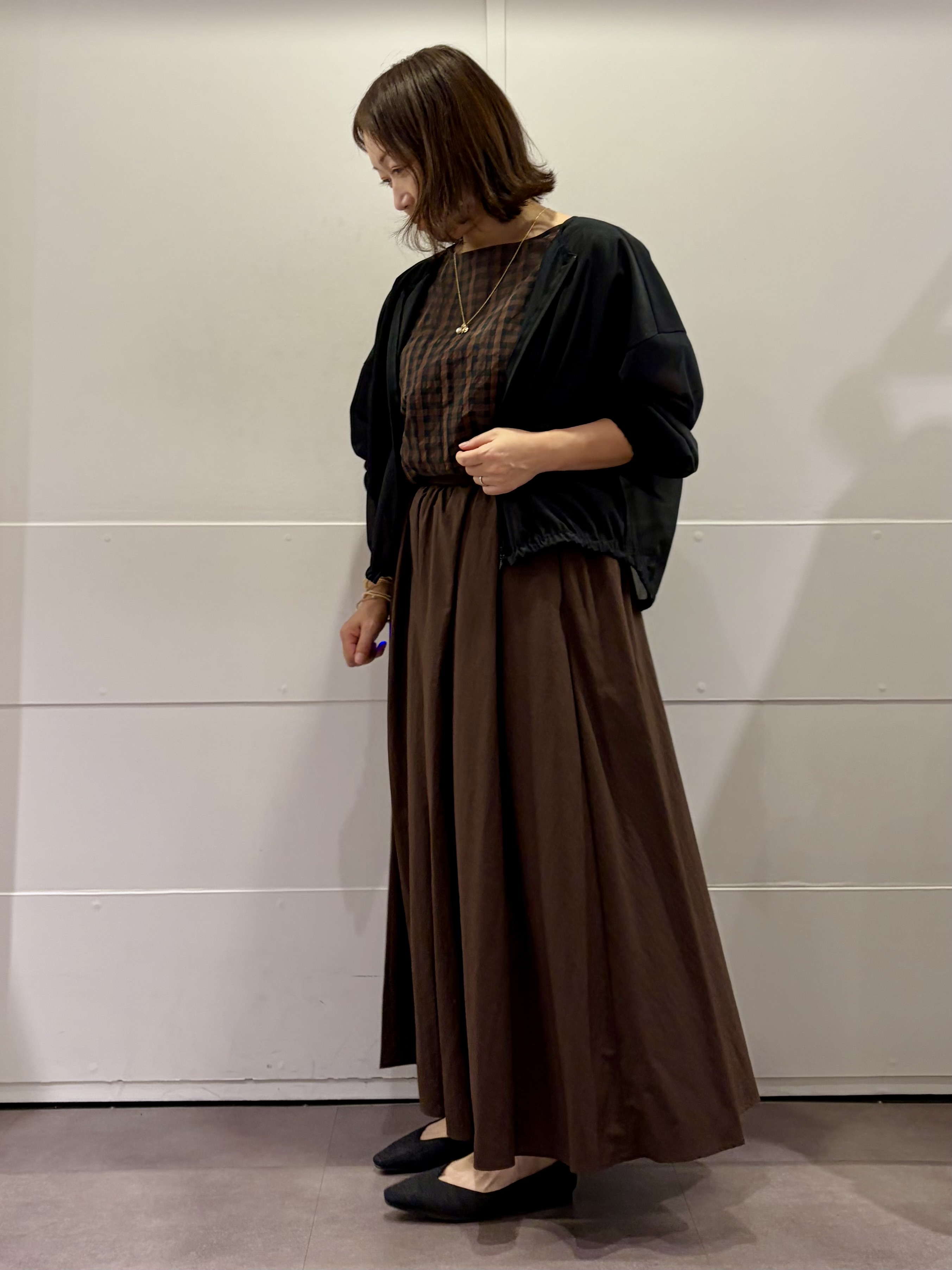 TOKOさんの「UNTITLED｜【秋めきシャツ/体型カバー】シアーチェックブラウス」を使ったコーディネート
