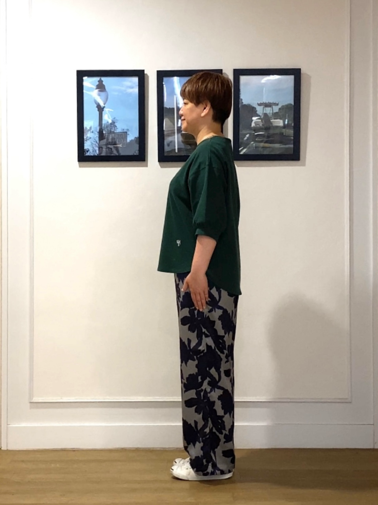 Hiroさんの「Dessin｜【高レビュー/洗える/XS-L】バックヘンリーミニ裏毛 5分袖」を使ったコーディネート