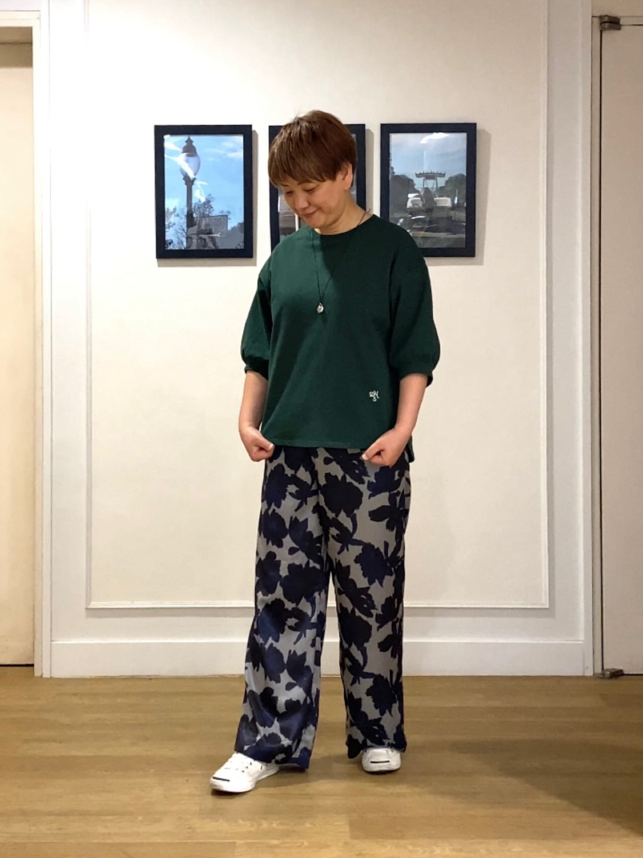 Hiroさんの「Dessin｜【高レビュー/洗える/XS-L】バックヘンリーミニ裏毛 5分袖」を使ったコーディネート