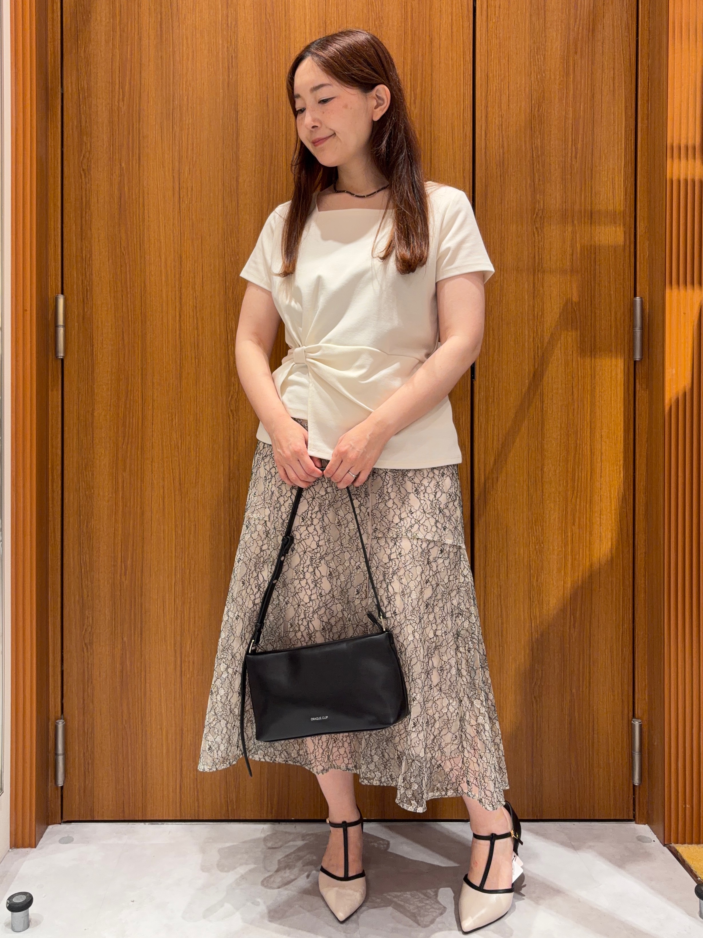 アスカさんの「index｜【接触冷感／UVケア】スクエアネックリボントップス《洗濯機OK》」を使ったコーディネート