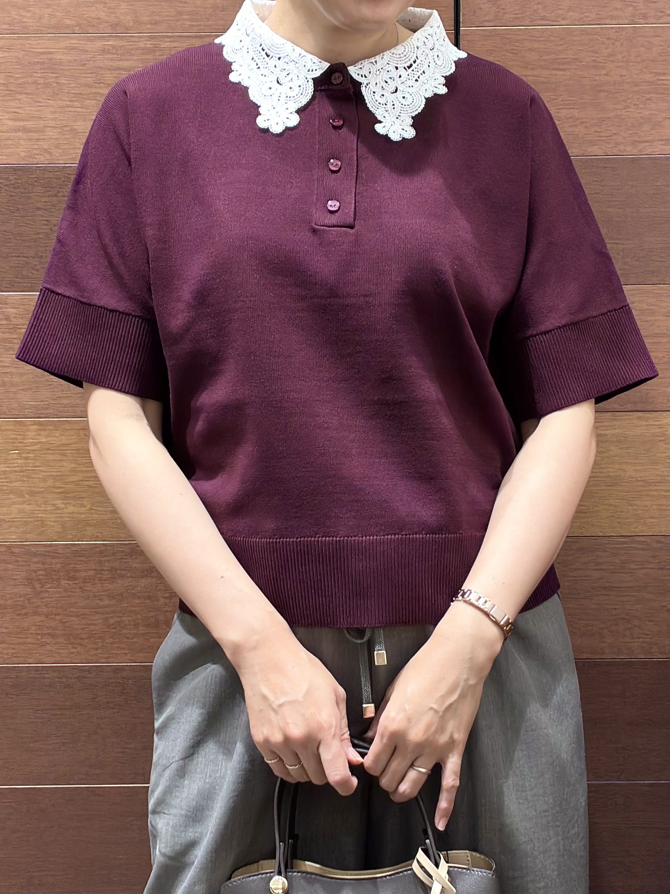 みりんさんの「OPAQUE.CLIP｜2WAY衿ドッキングニット《洗濯機OK》」を使ったコーディネート