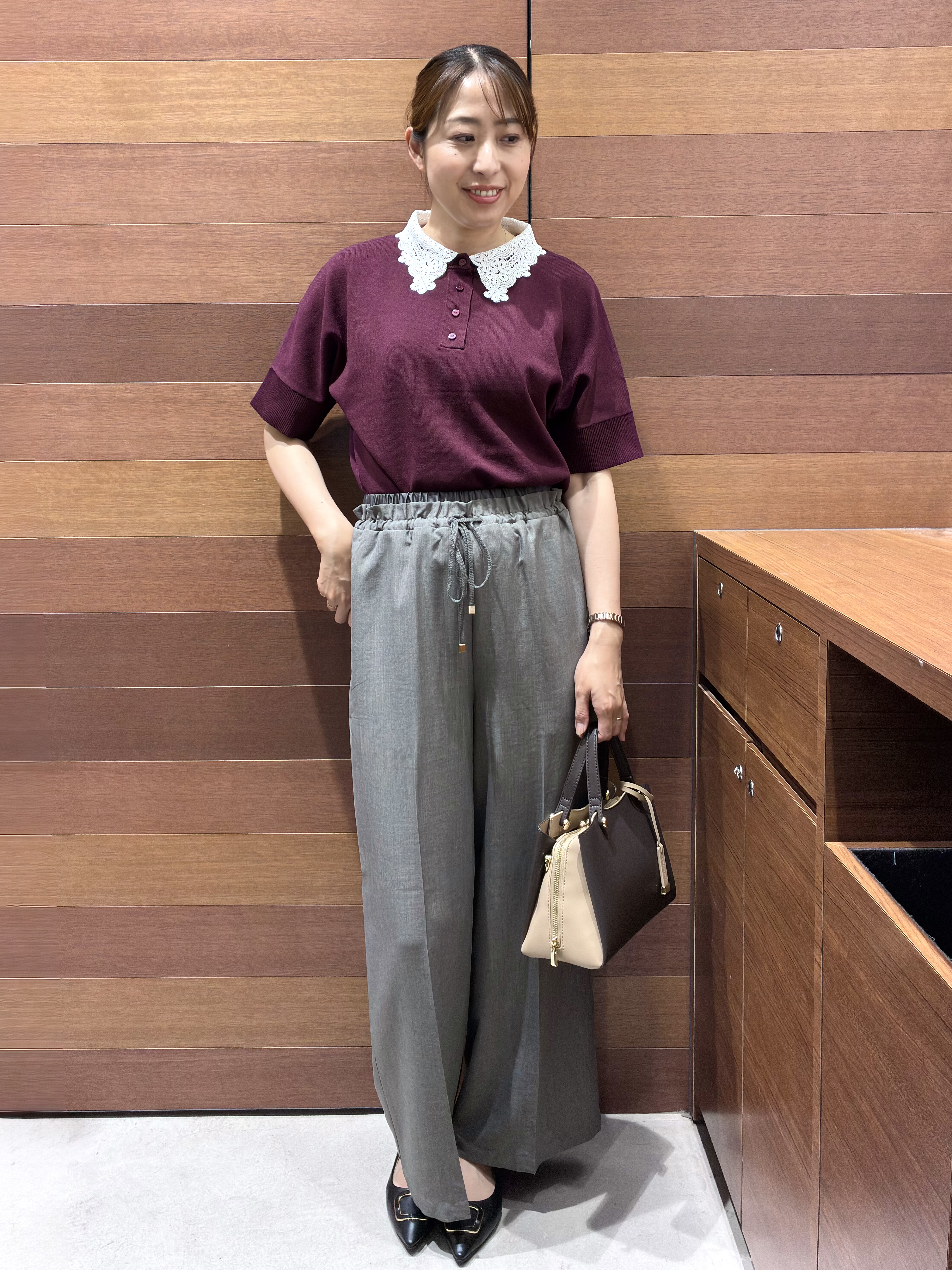 みりんさんの「OPAQUE.CLIP｜2WAY衿ドッキングニット《洗濯機OK》」を使ったコーディネート