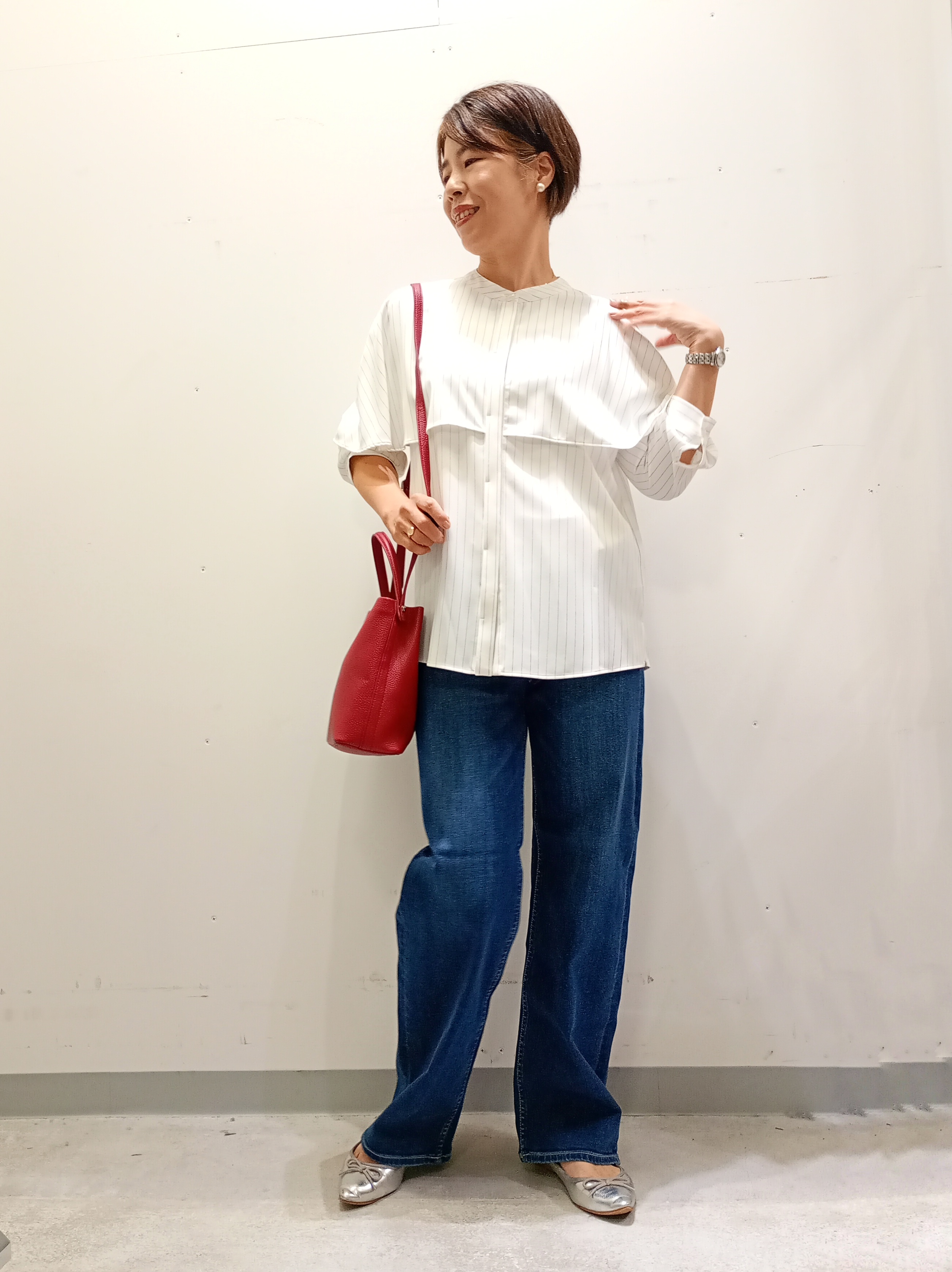 Kさんの「INDIVI｜【接触冷感/UVケア/夏羽織り/着る日傘】ケープ風ブラウス」を使ったコーディネート