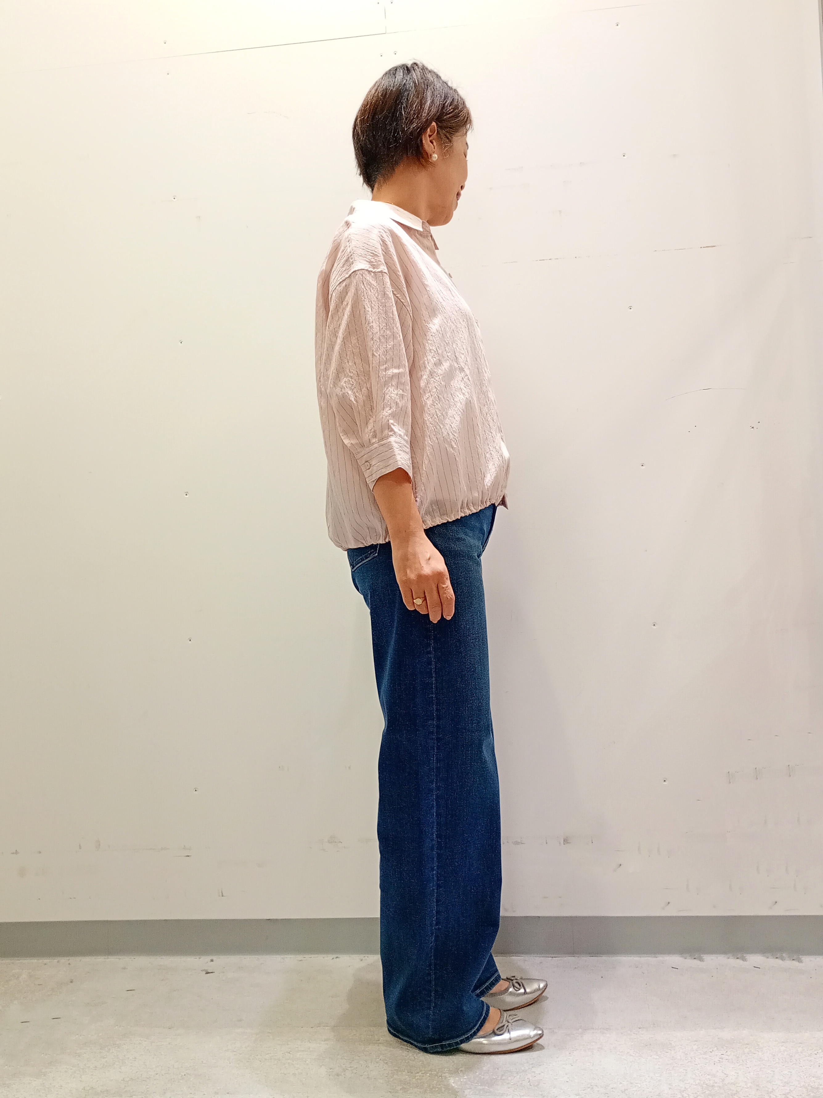 Kさんの「INDIVI｜【シアー／7分袖】体型カバーゆったりシャツ」を使ったコーディネート