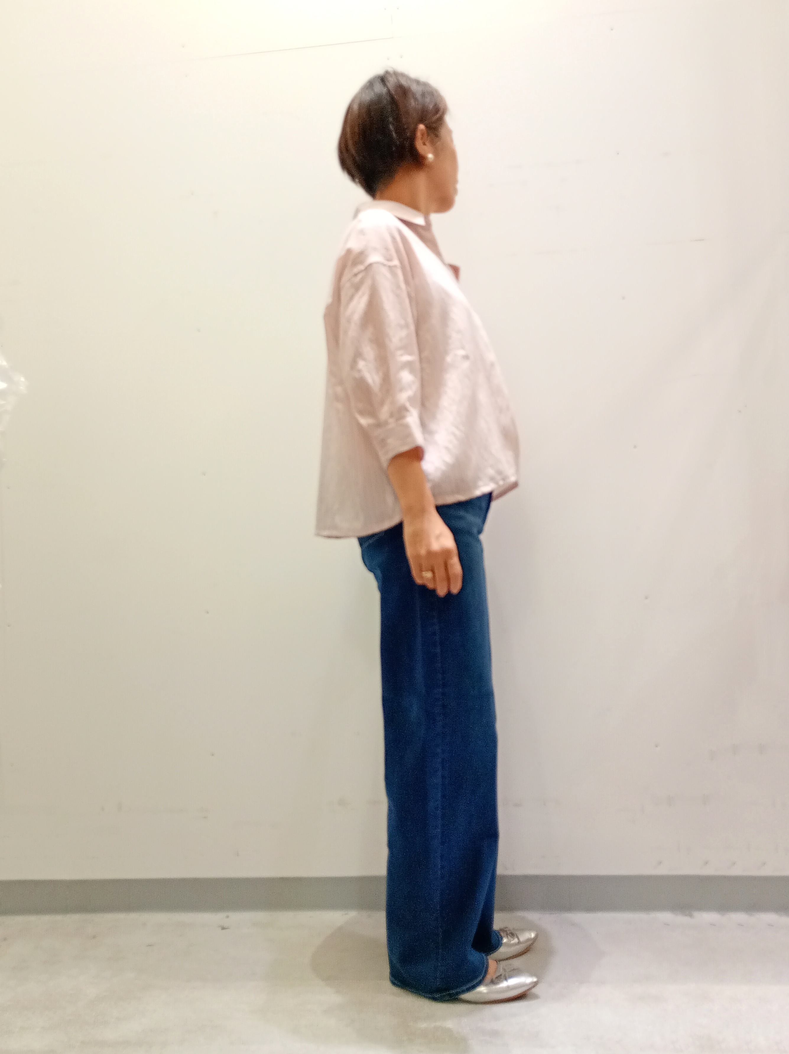 Kさんの「INDIVI｜【シアー／7分袖】体型カバーゆったりシャツ」を使ったコーディネート