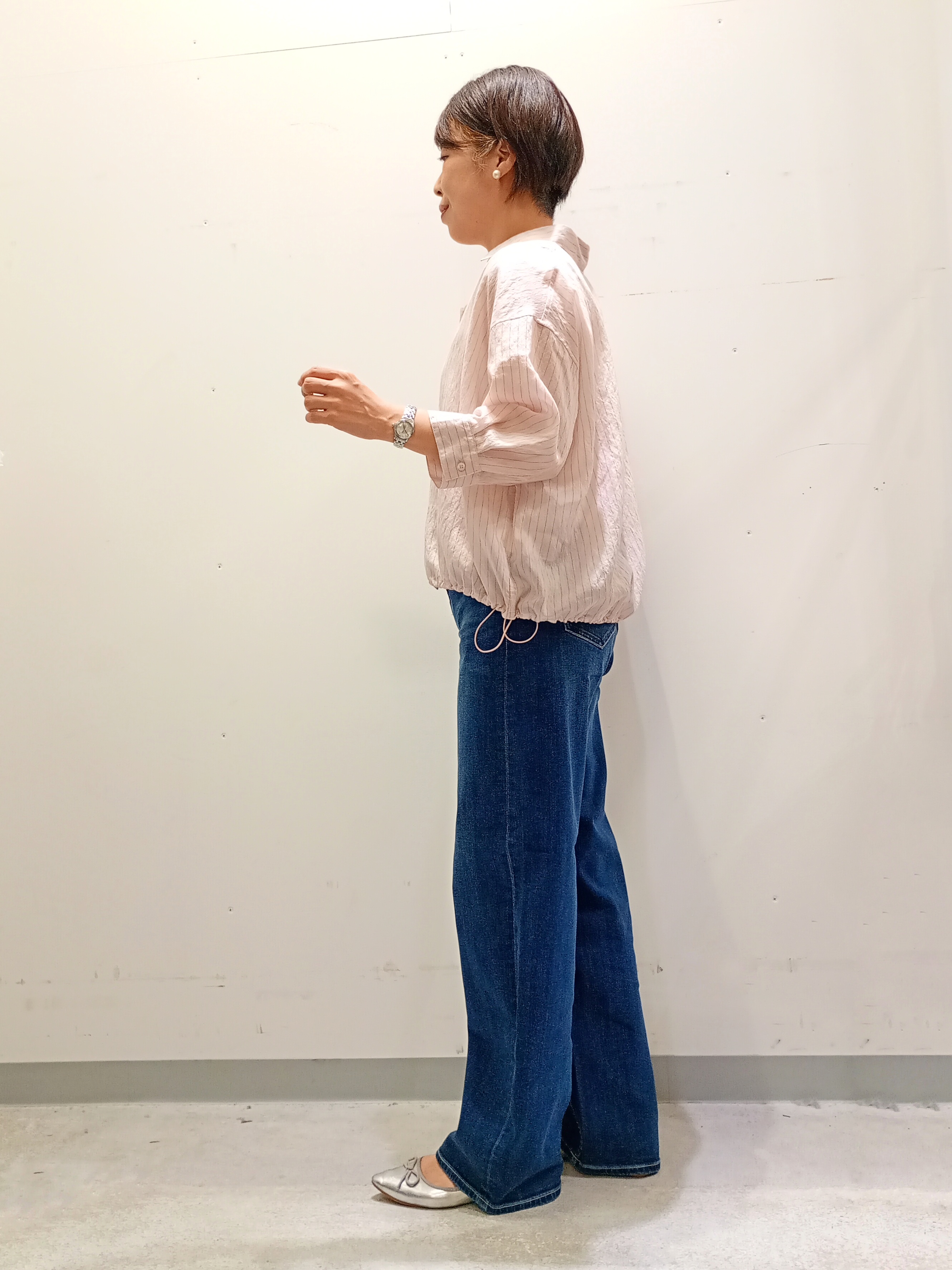 Kさんの「INDIVI｜【シアー／7分袖】体型カバーゆったりシャツ」を使ったコーディネート