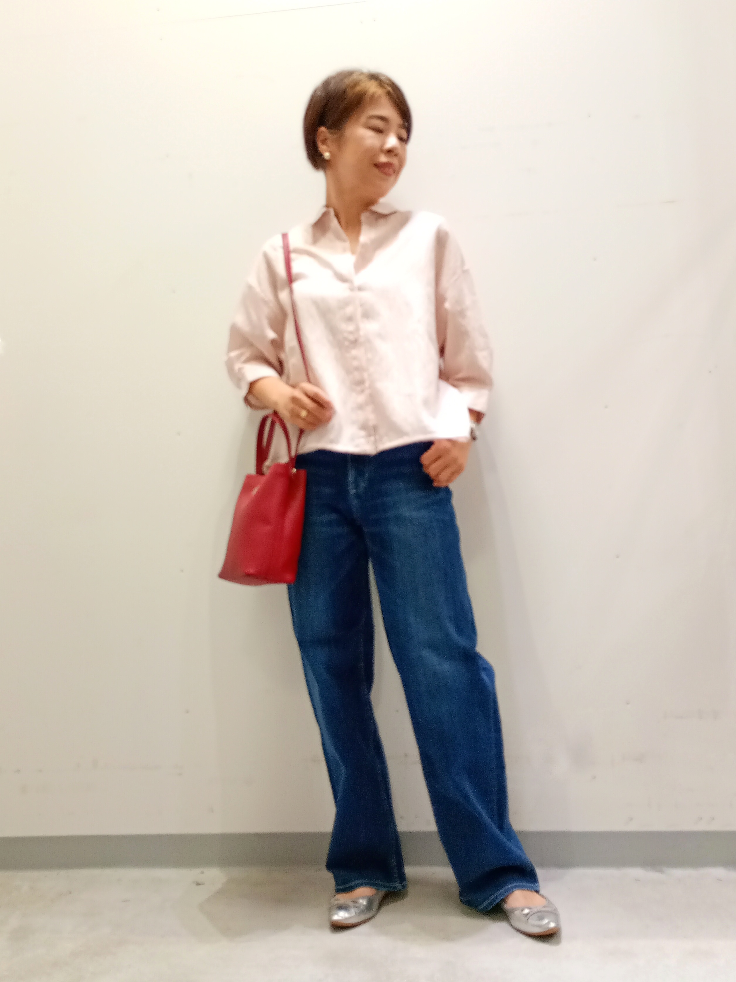 Kさんの「INDIVI｜【シアー／7分袖】体型カバーゆったりシャツ」を使ったコーディネート