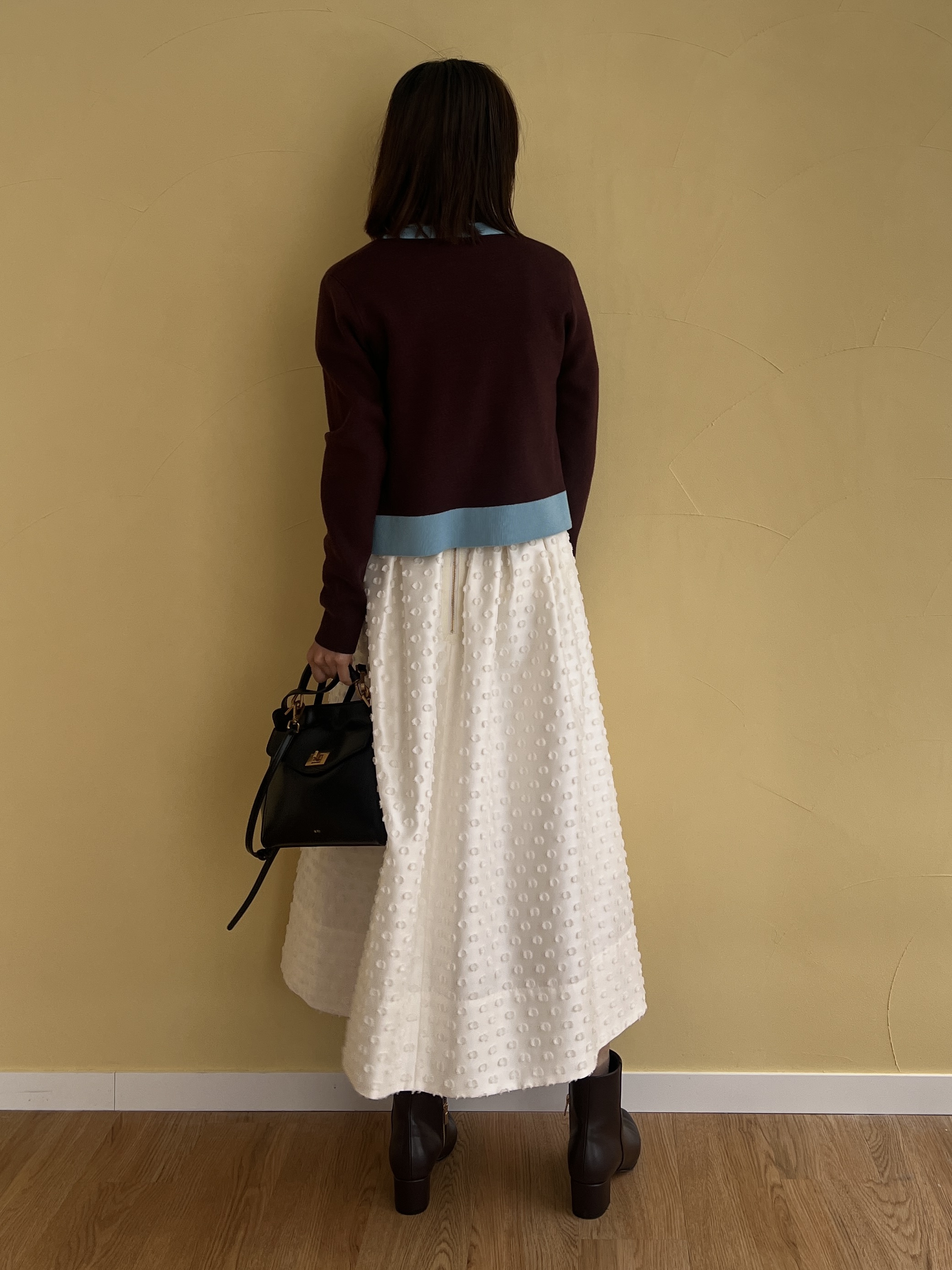misaさんの「DRESSTERIOR｜【マシンウォッシャブル】コットンカシミヤバイカラーカーディガン」を使ったコーディネート