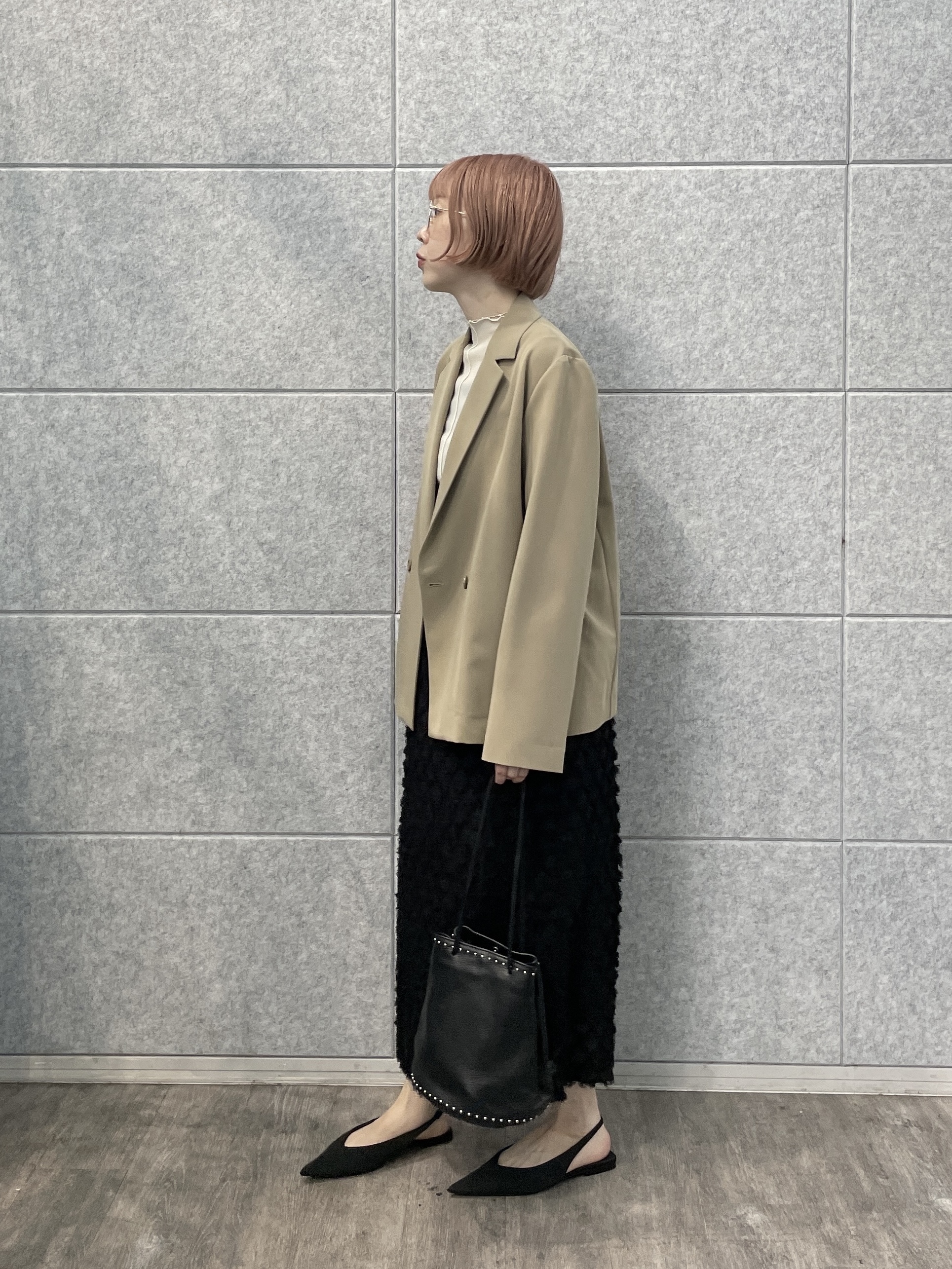 mikuさんの「INDIVI｜Comfy Set Up｜ダブルブレストイージージャケット【LIVE紹介／上枝みどりさん着用／セット」を使ったコーディネート