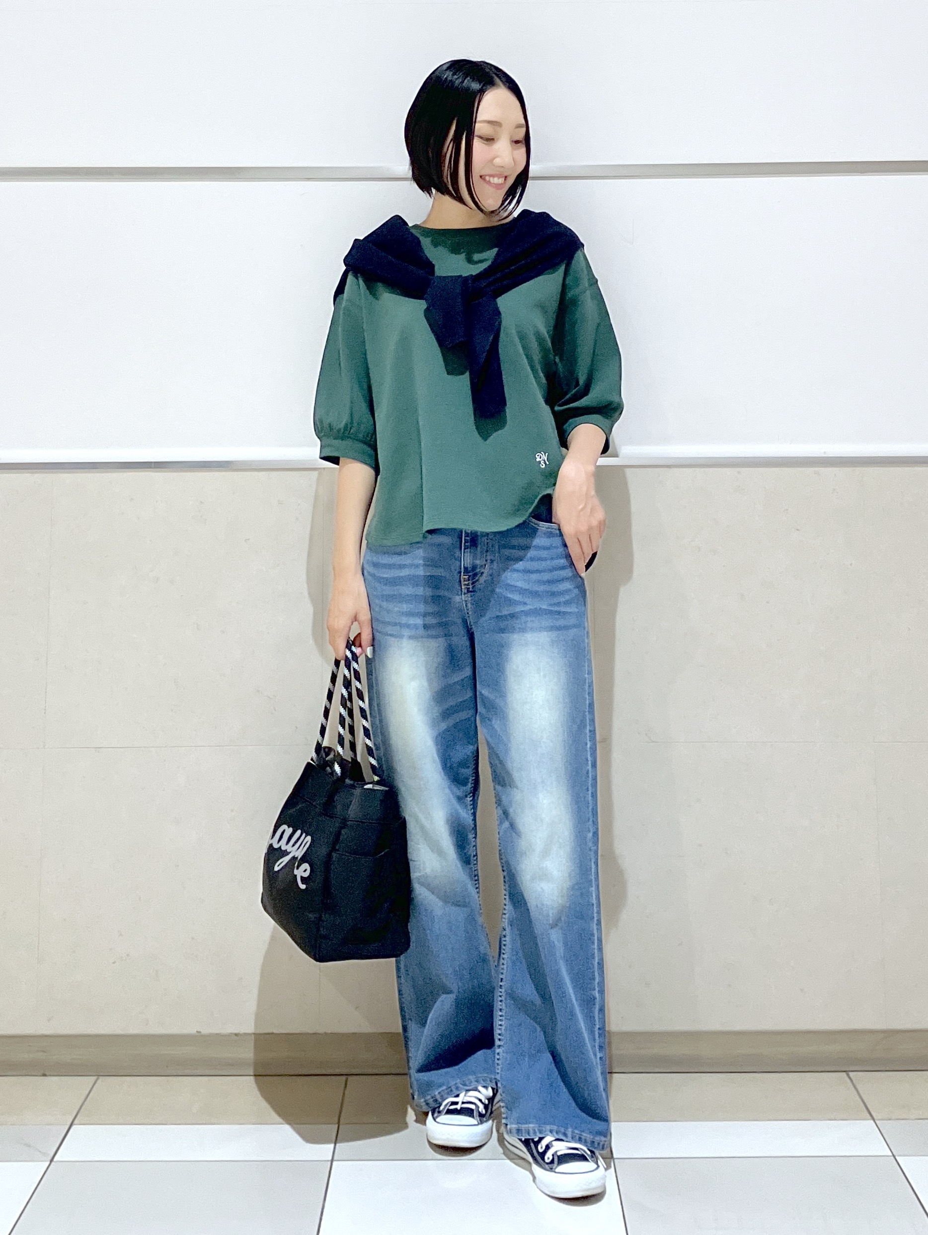eriko さんの「Dessin｜【高レビュー/洗える/XS-L】バックヘンリーミニ裏毛 5分袖」を使ったコーディネート