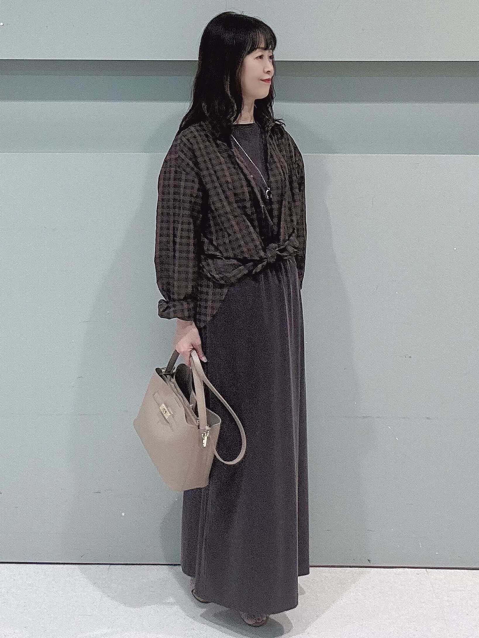 makiさんの「UNTITLED｜【秋映え/羽織り】シアーチェックシャツブラウス」を使ったコーディネート