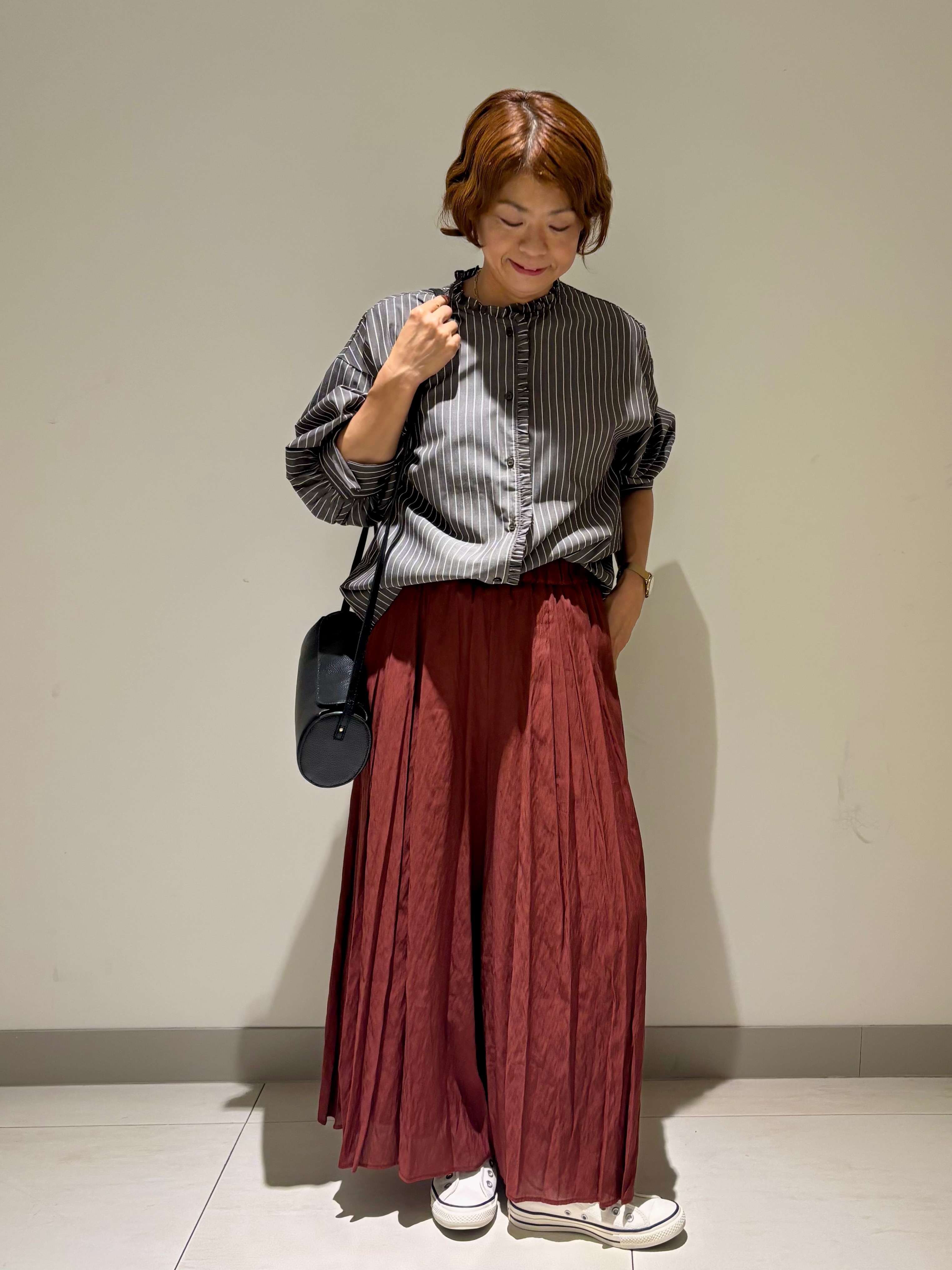 Haruさんの「Dessin｜【高レビュー/シワになりにくい/洗濯機OK】ストライプフリルブラウス6分袖」を使ったコーディネート