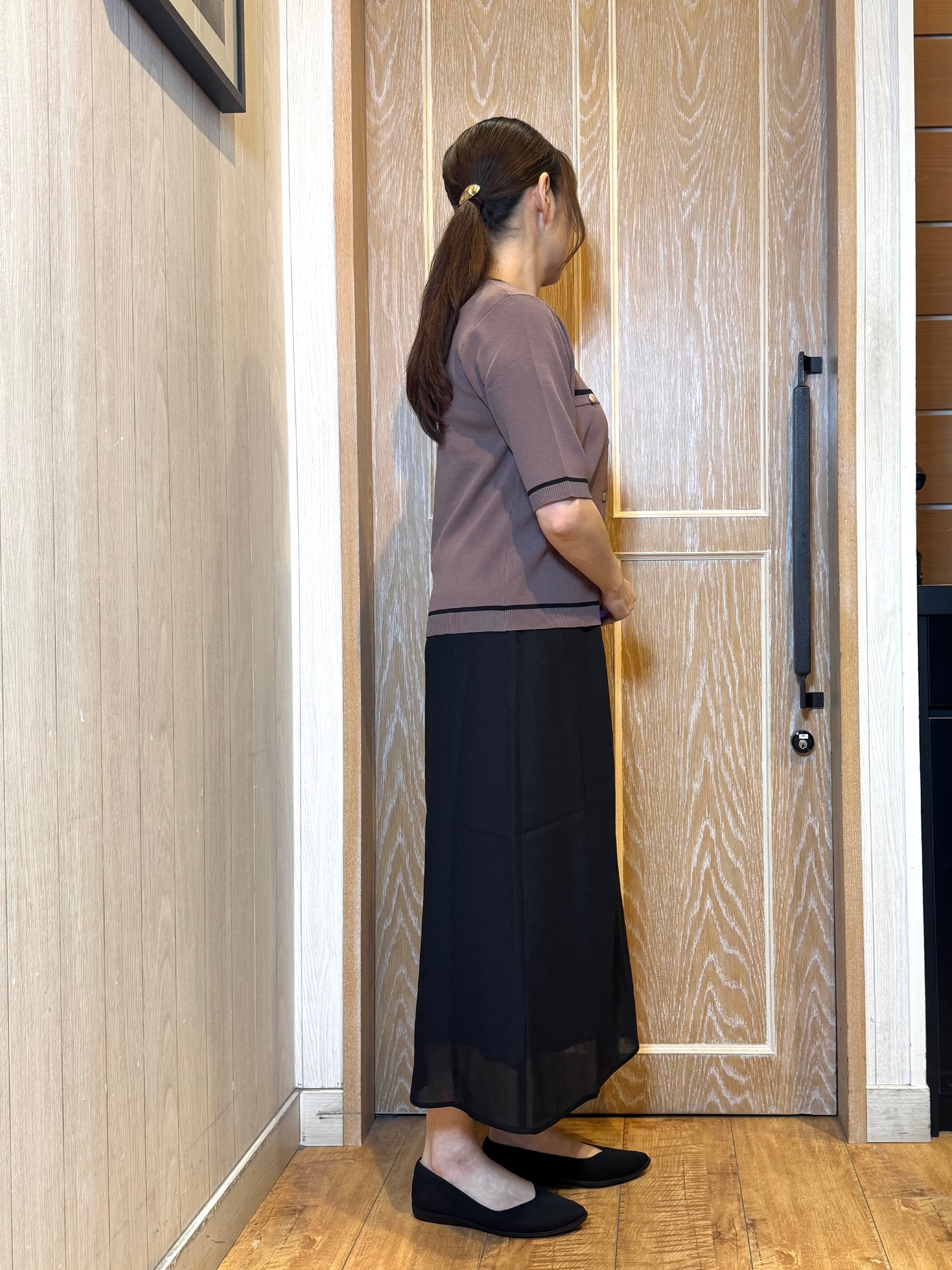 KAORIさんの「SHOO･LA･RUE｜【UV/S-LL/洗濯機可】毛玉になりにくい 配色5分袖カーディガン」を使ったコーディネート