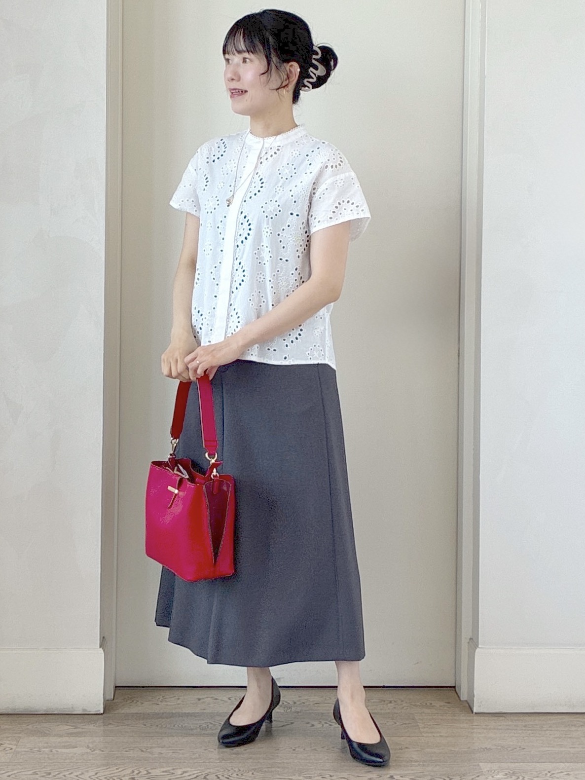  beni_gingerさんの「Reflect｜【通勤◎】カットワーク刺繍レース シャツブラウス」を使ったコーディネート