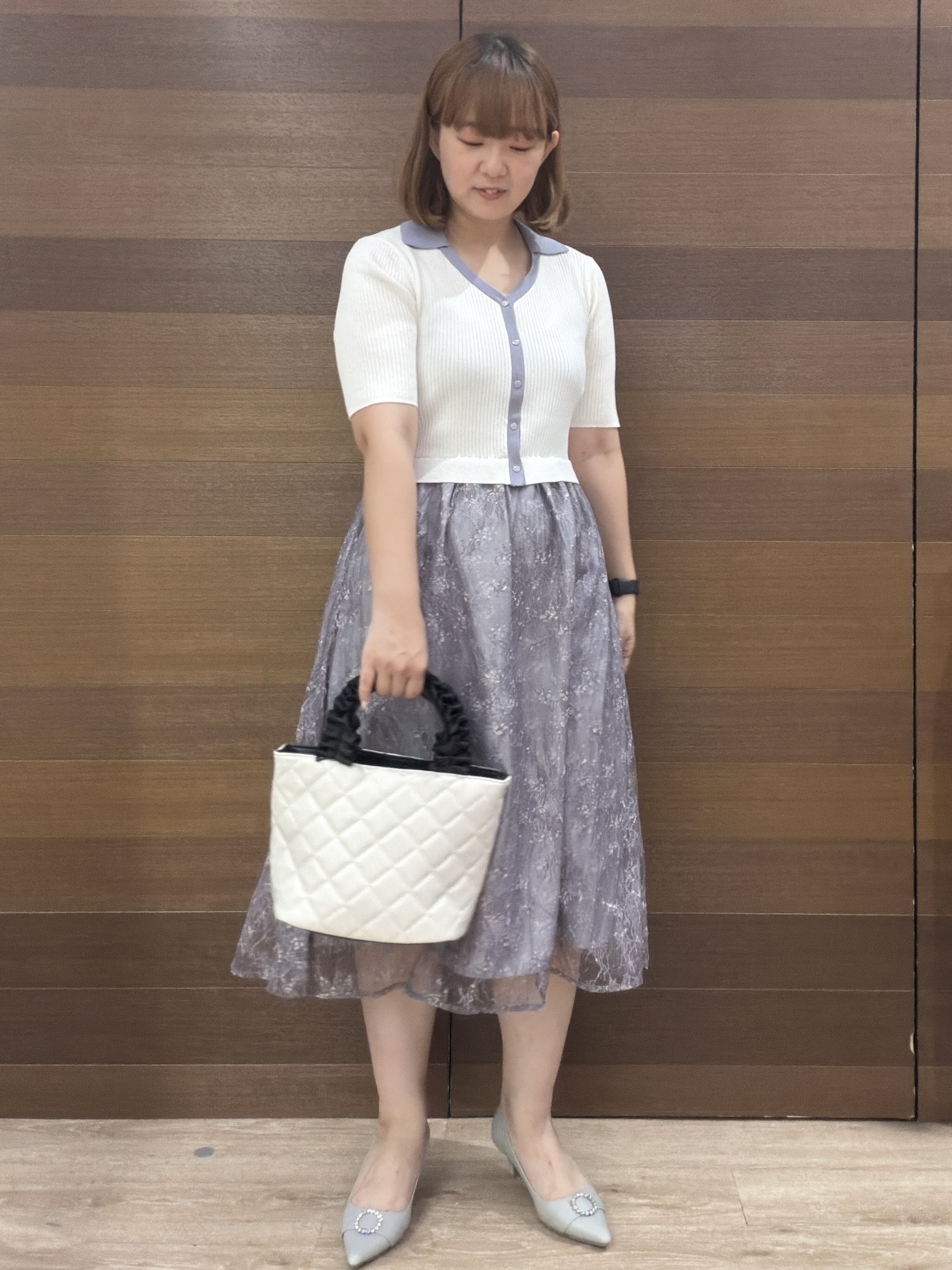 yumeさんの「OPAQUE.CLIP｜花柄ドッキング衿付きワンピース【洗濯機OK】」を使ったコーディネート