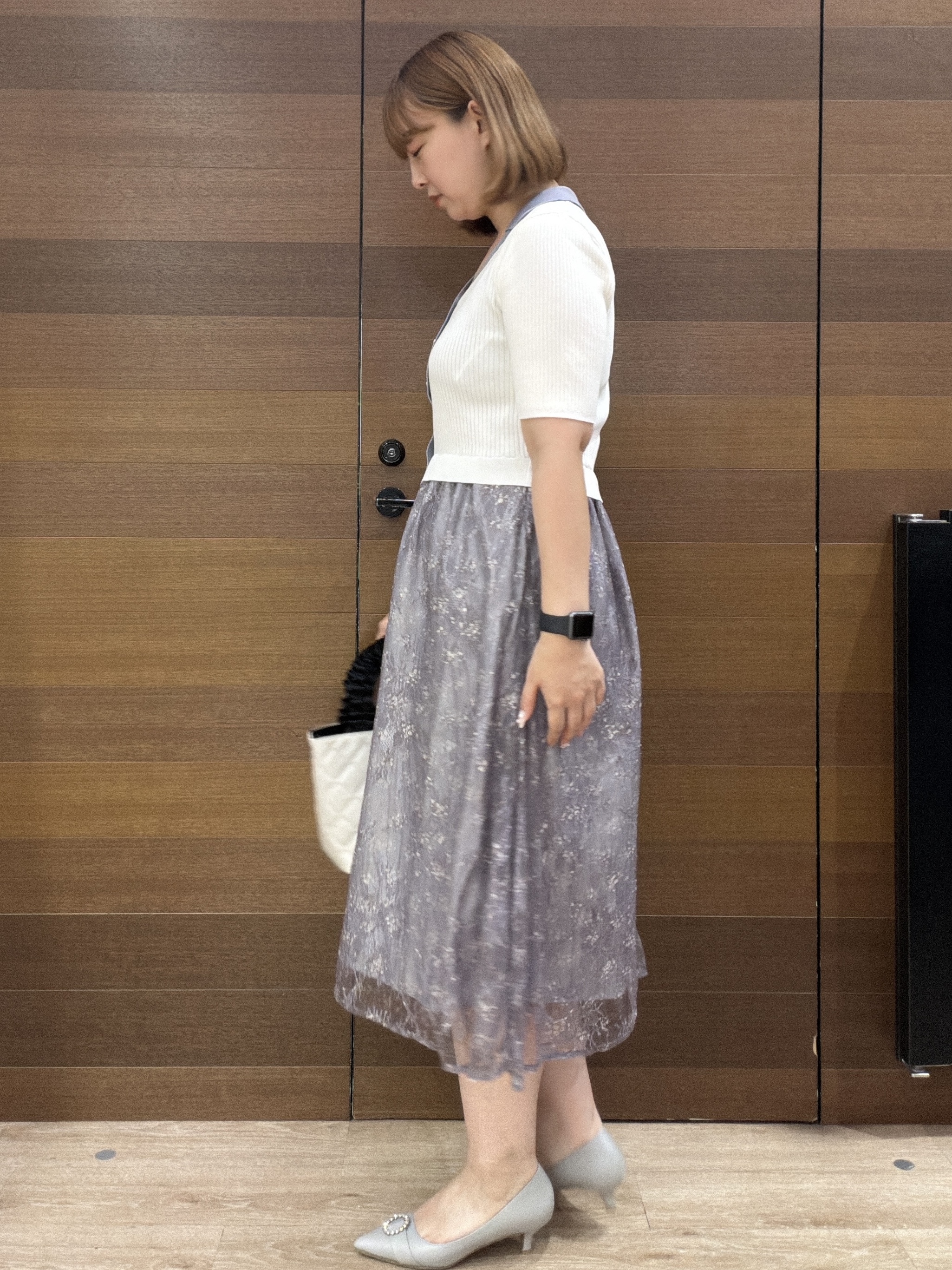 yumeさんの「OPAQUE.CLIP｜花柄ドッキング衿付きワンピース【洗濯機OK】」を使ったコーディネート